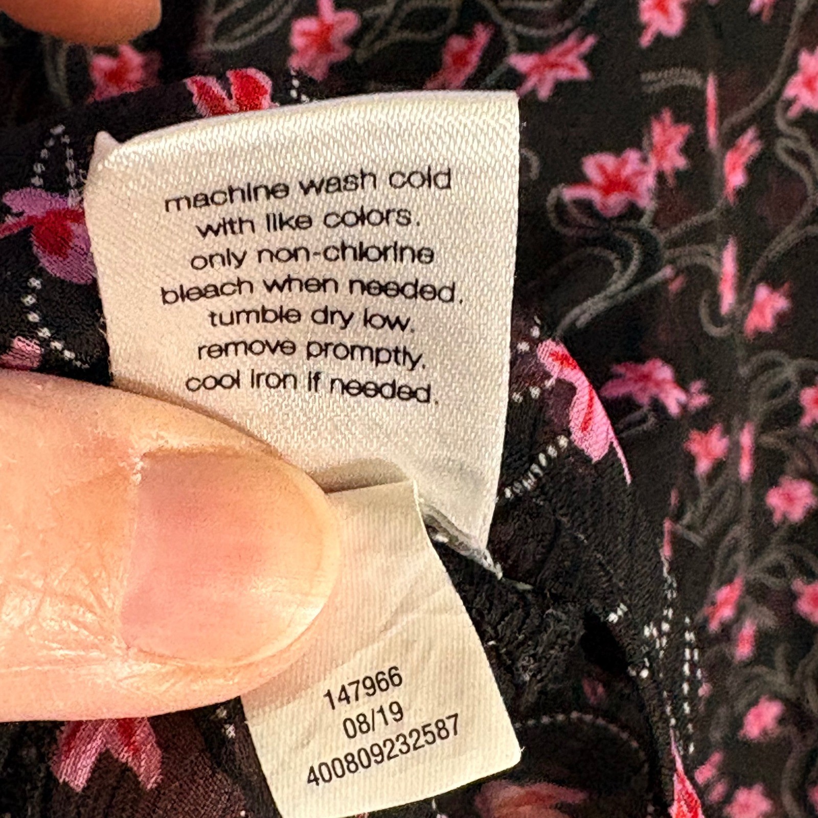 Elizabeth and James Black Pink Floral Smocked Mock Neck Sheer Blouse Large Boho