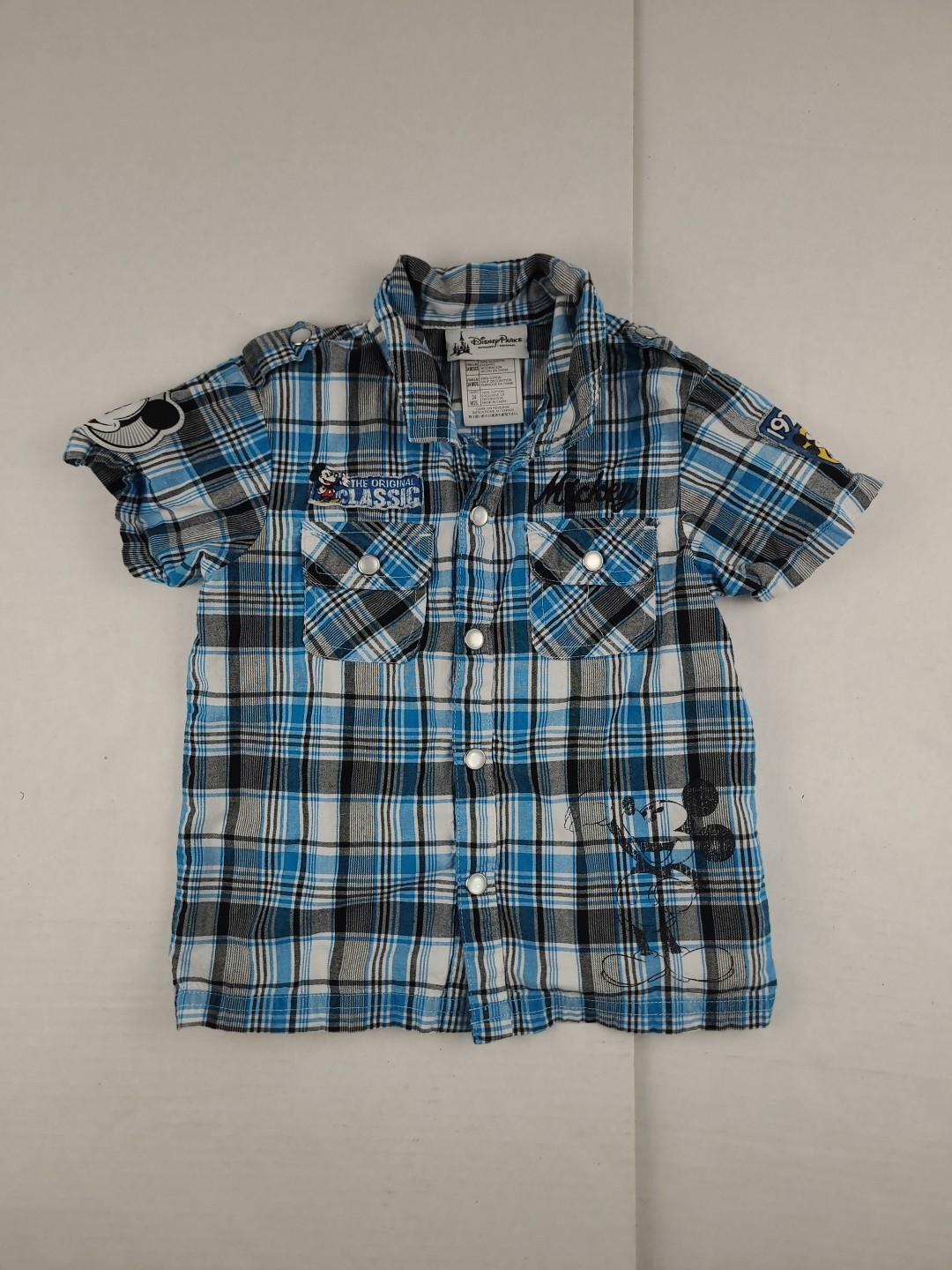 Disney Parks Mickey Mouse Button Up Snap Shirt 24 Months Double Sided Graphics