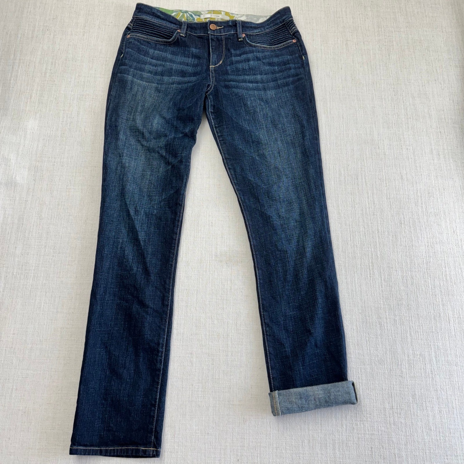 Joe’s Jeans Rolled Cigarette Jeans Womens 29 Dark Wash Pintuck Pocket Denim