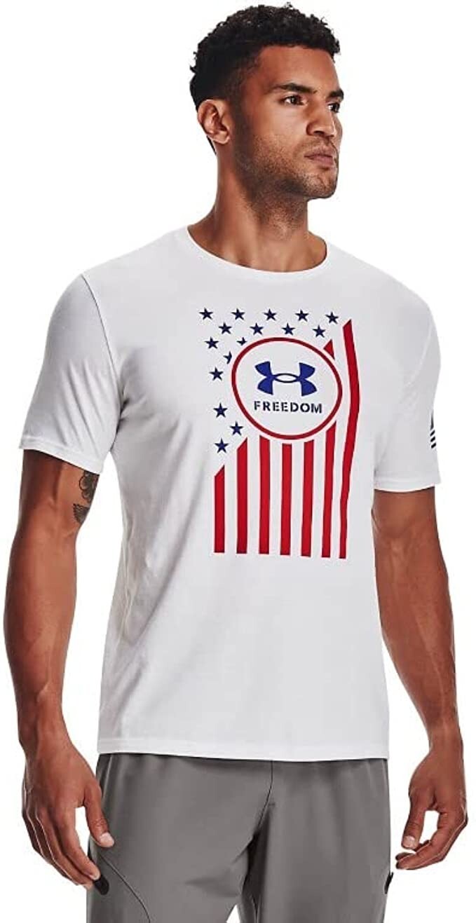 NWT Under Armour Men’s Freedom Banner T-Shirt USA White Graphic Size 2XLT UA91