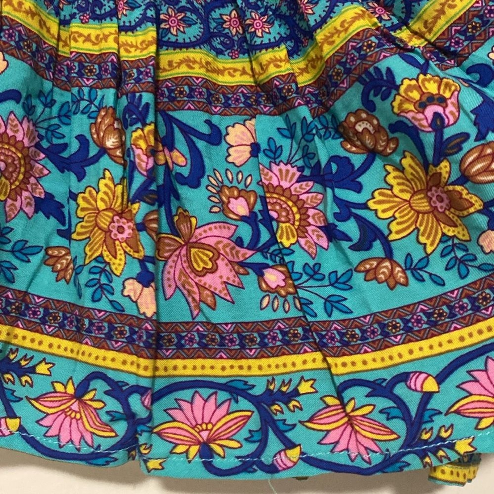 Urban Coco Floral Boho Aztec Print Pattern Circle A-Line Tiered Skirt – Size M