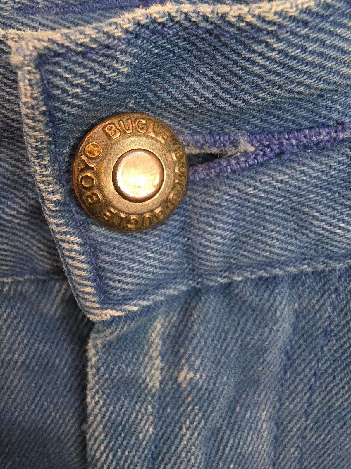 Vintage Bugle Boy 100% Cotton Jeans 32×30 Blue High Rise Tapered Mom Made HK