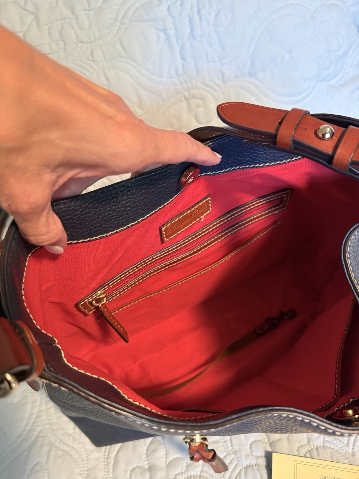 Dooney & Bourke Navy Pebbled Leather Cooper Hobo Shoulder Bag