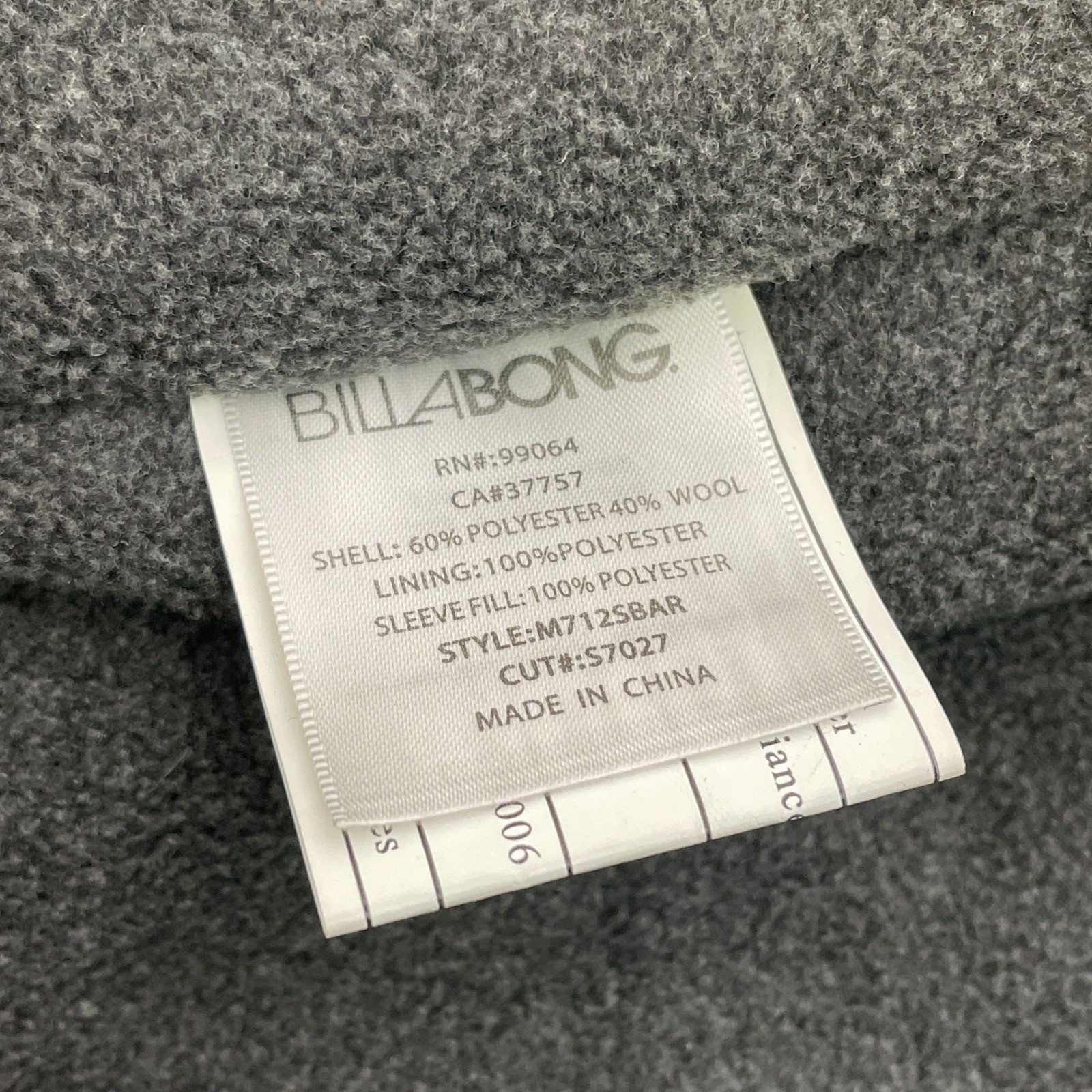 Billabong Black Wool Blend Toggle Duffle Coat Jacket Men’s XL