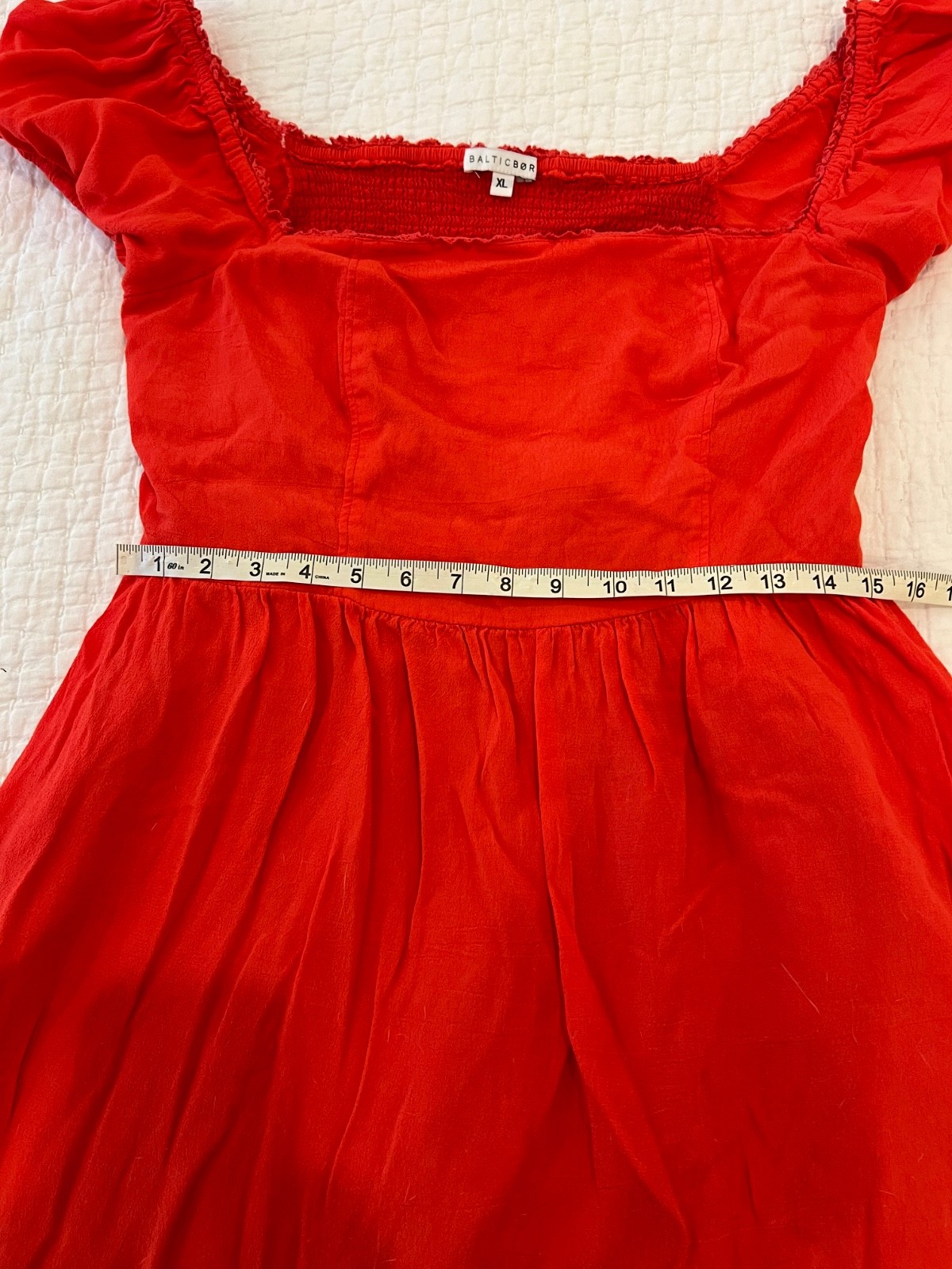 Baltic Born Dress Extra Large Ilona Cherry Red Maxi Puff Sleeve Tiered Lined