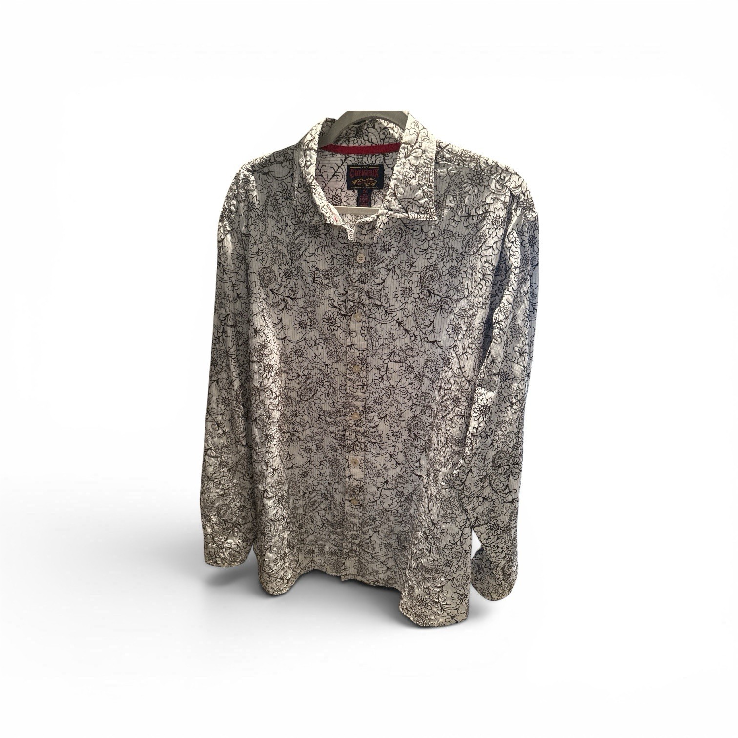 Cremieux 1971 White/Brown Floral Cotton Woven Long Sleeve Button-Up Shirt XXL