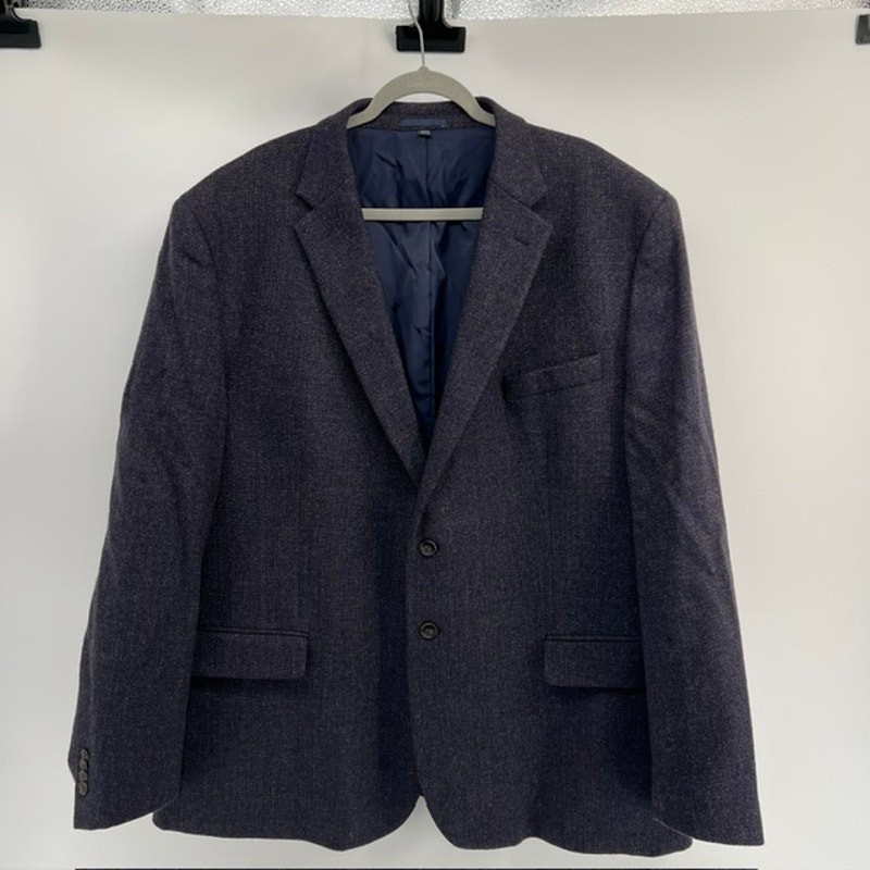 Jos A Bank 1905 Tailored Fit Tweed Sport Coat Mens 52R Brr Comfort Stretch Blue