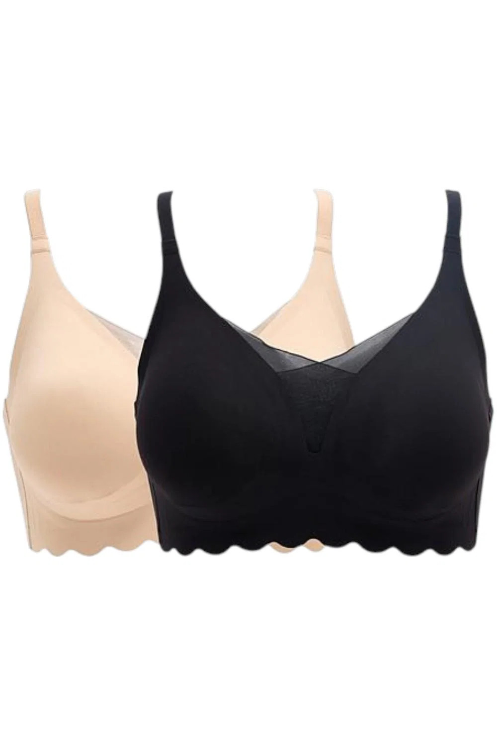 Rhonda Shear Women’s 2-pack Gel Bra Scallop Edge Black/Beige