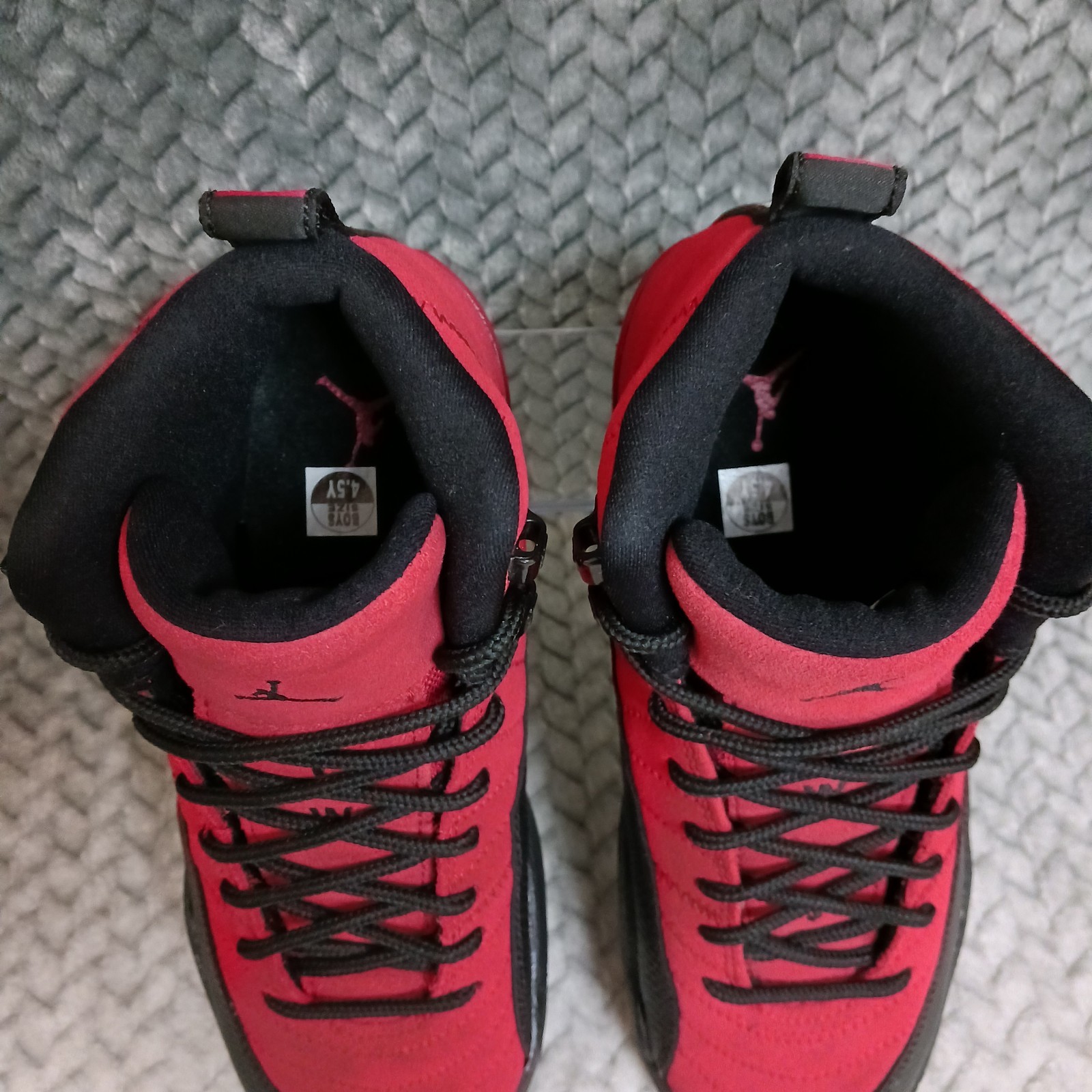 Air Jordan 12 Retro GS Reverse Flu Game Varsity Red Black Sneakers Shoes Sz 4.5Y