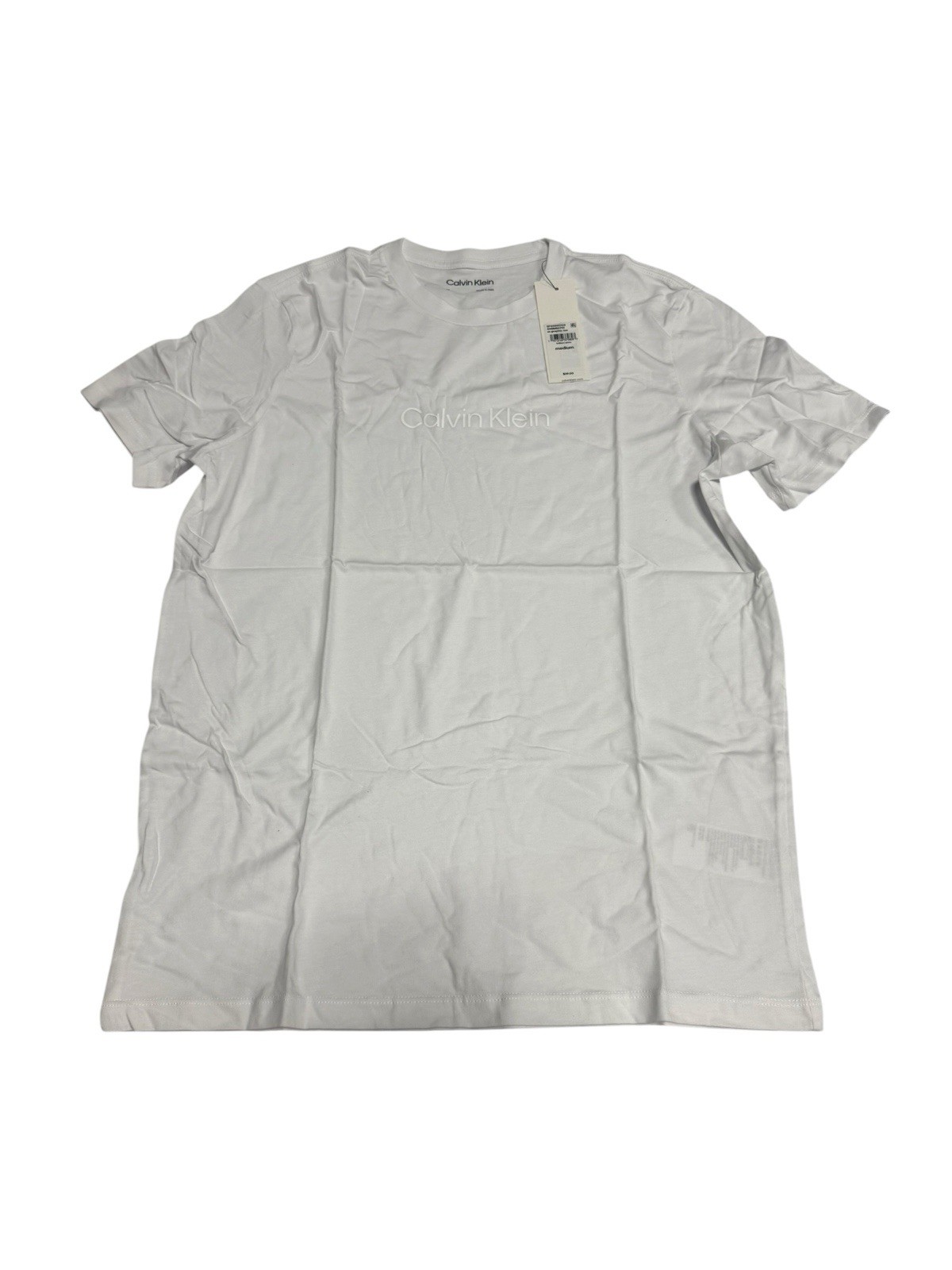 Calvin Klein Brilliant White & Logo Size M Crew Neck Graphic Tee *NEW w/ TAGS