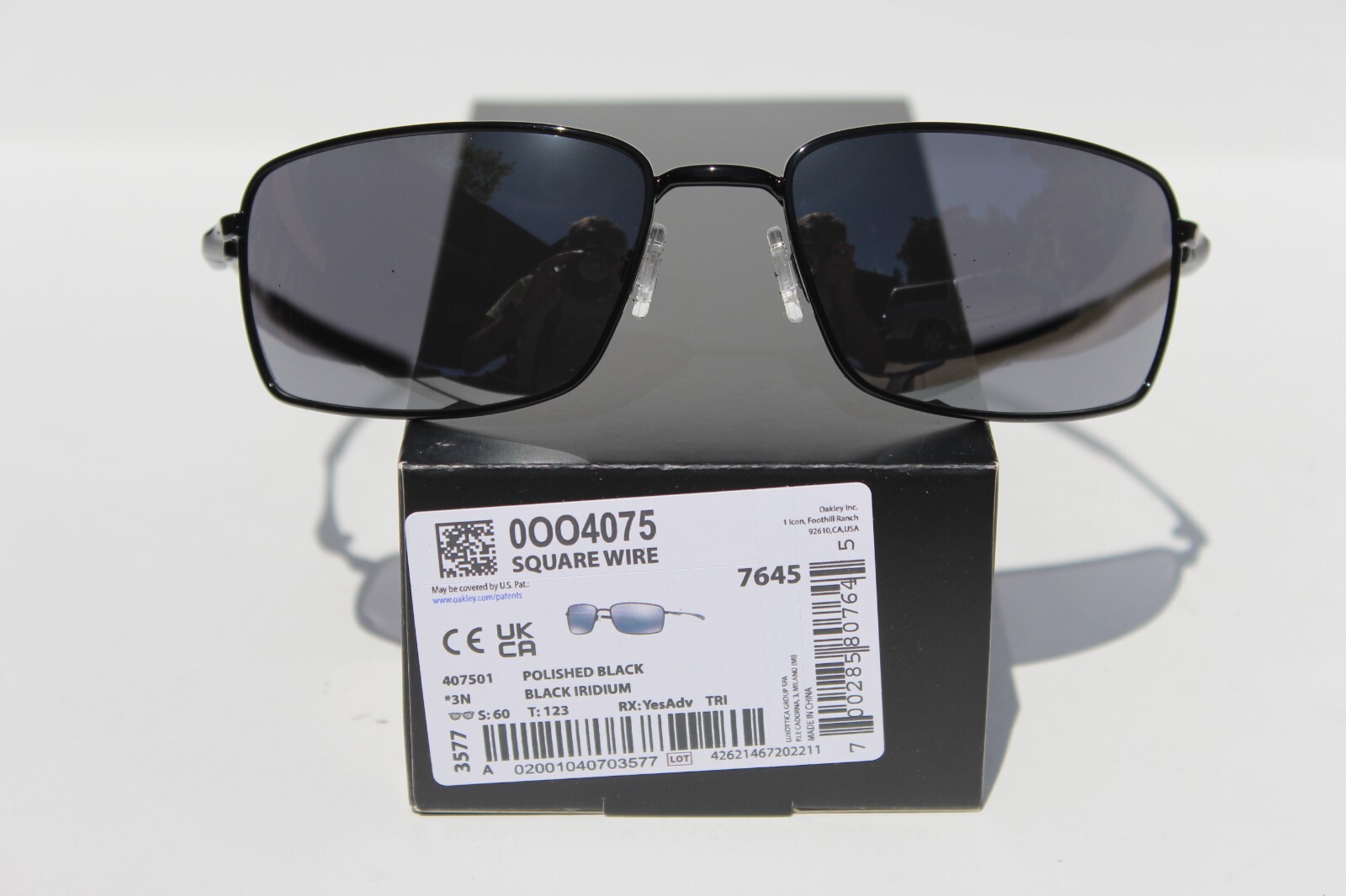 OAKLEY Square Wire Sunglasses Polished Black/Black Iridium NEW OO4075-01