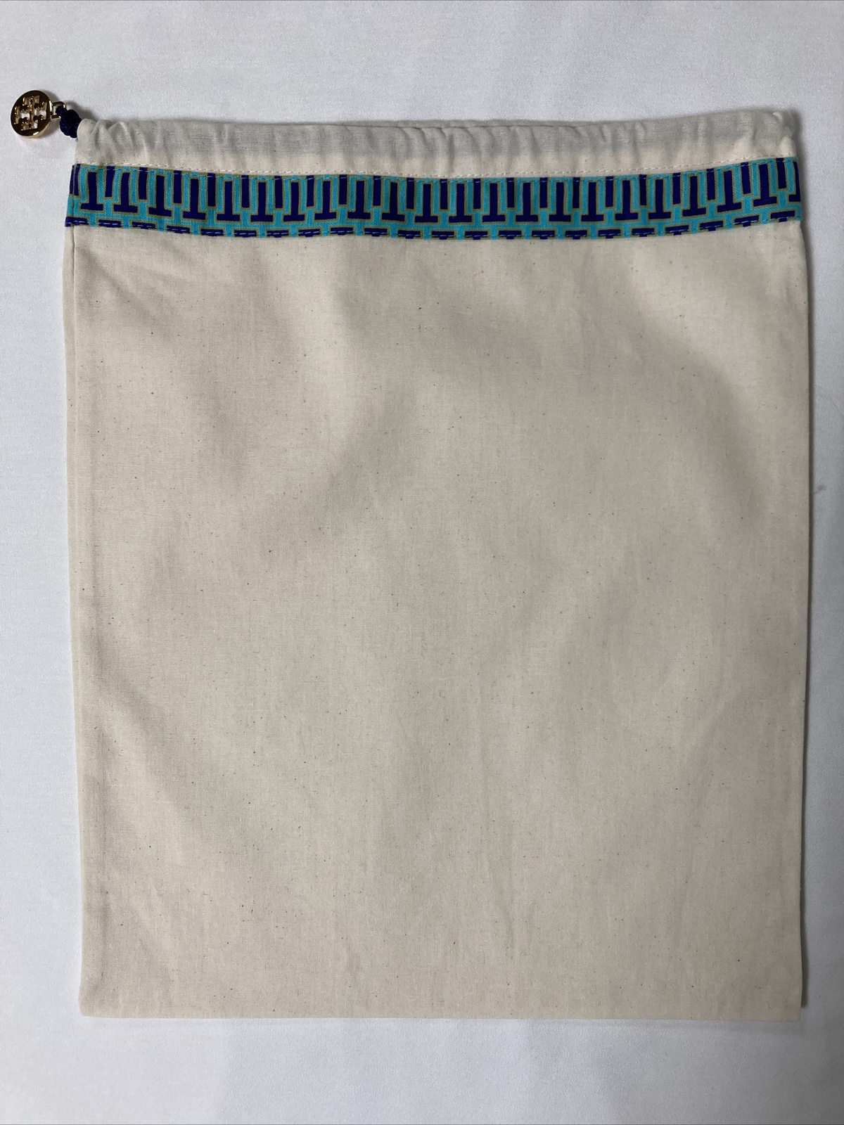 Tory Burch Shoe Bag Dust Bag Only 12 x 15 Aqua Purple Trim