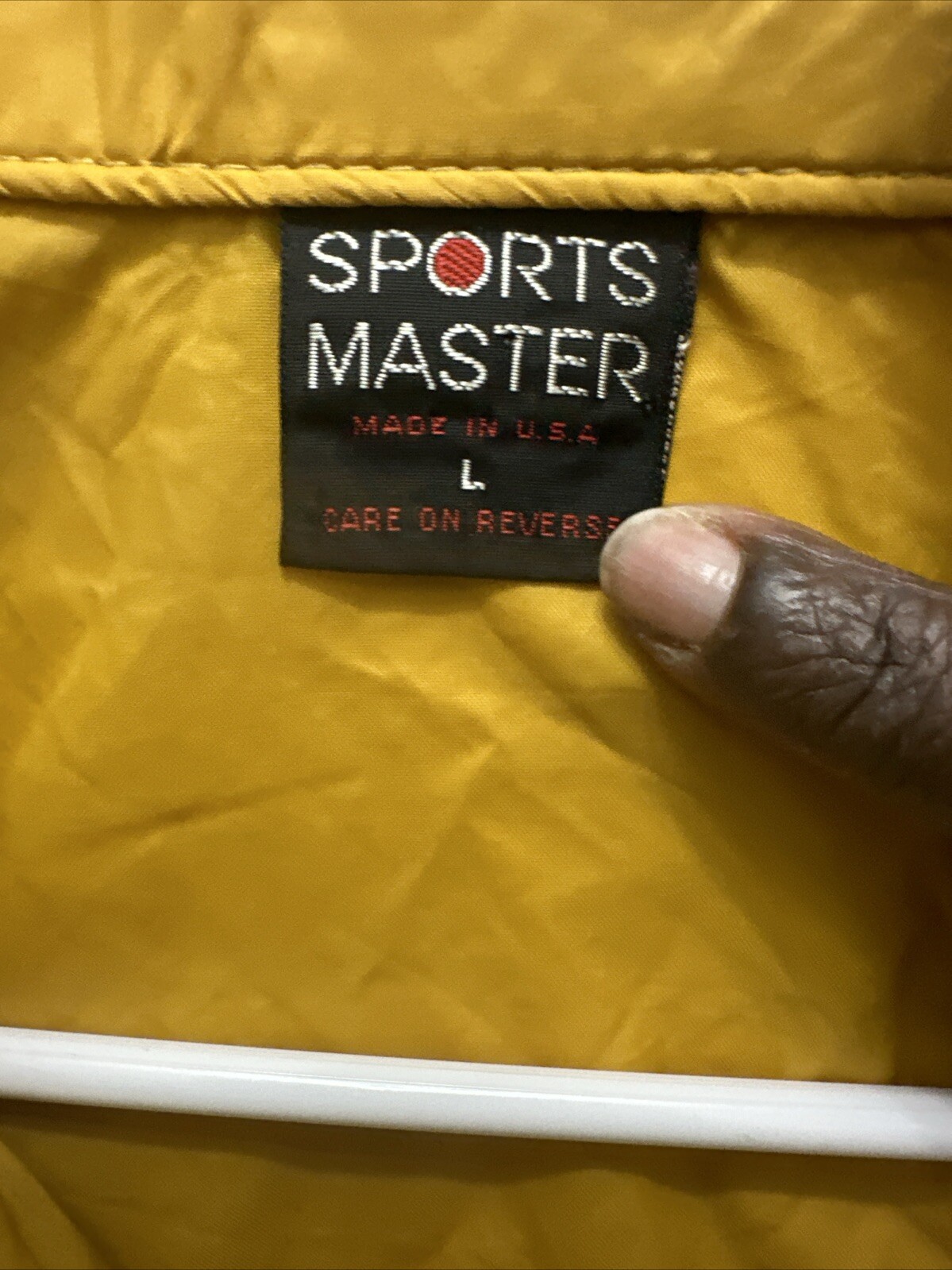 Vintage Sports Master Jacket Mens L Yellow Snap Front Windbreaker Coach US