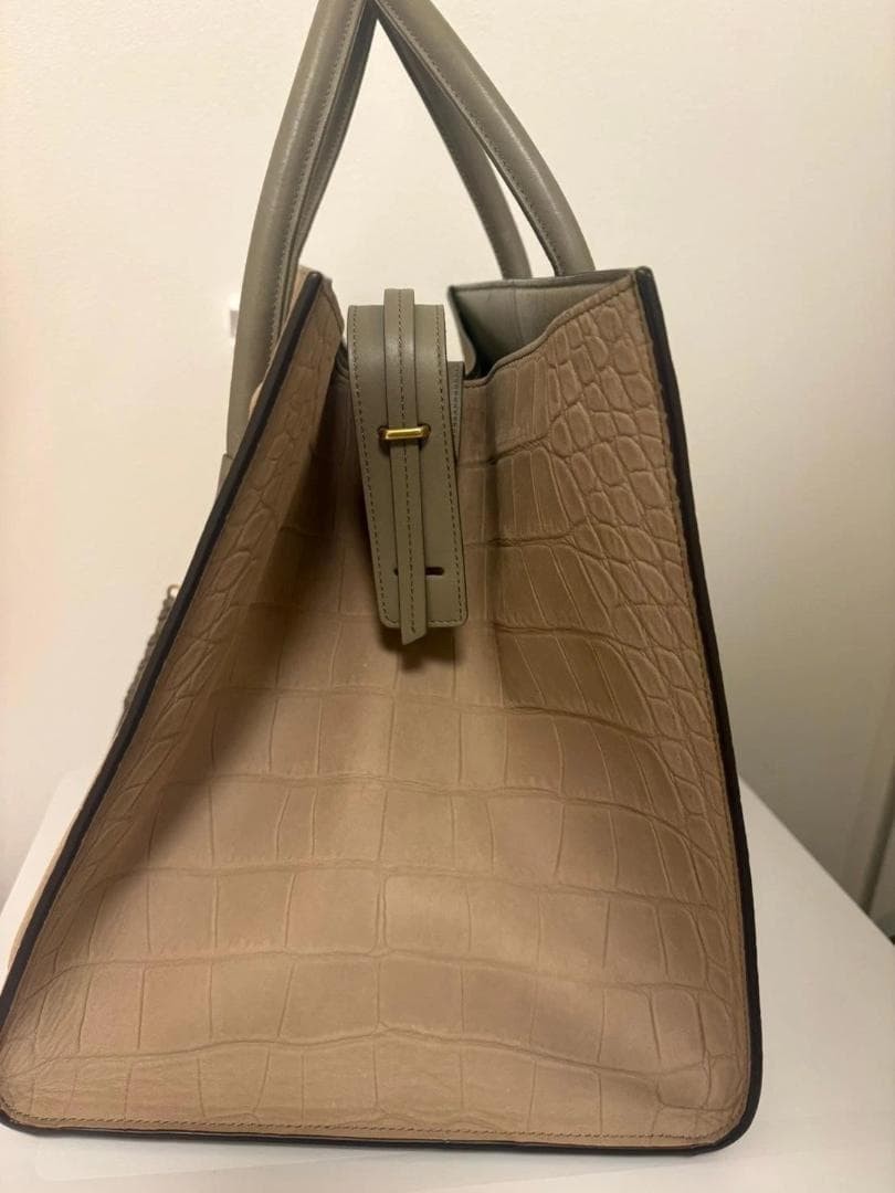 Celine Luggage Phantom Taupe Greige Matte Crocodile Embossed