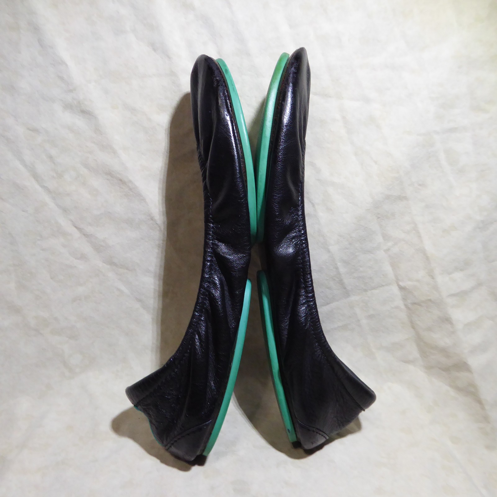 🩰 Tieks by Gavrieli Foldable Ballet Flats sz 9 Black Full-Grain Nappa Leather