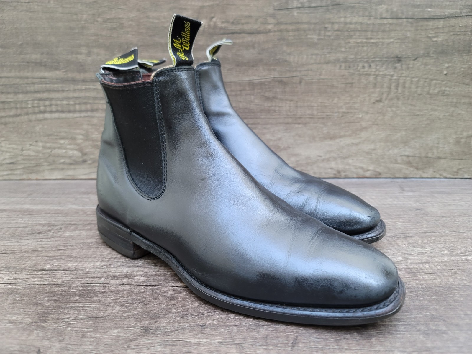 R.M. Williams Craftsman Black Leather Chelsea Ankle Boots Sz UK 8 US 9.
