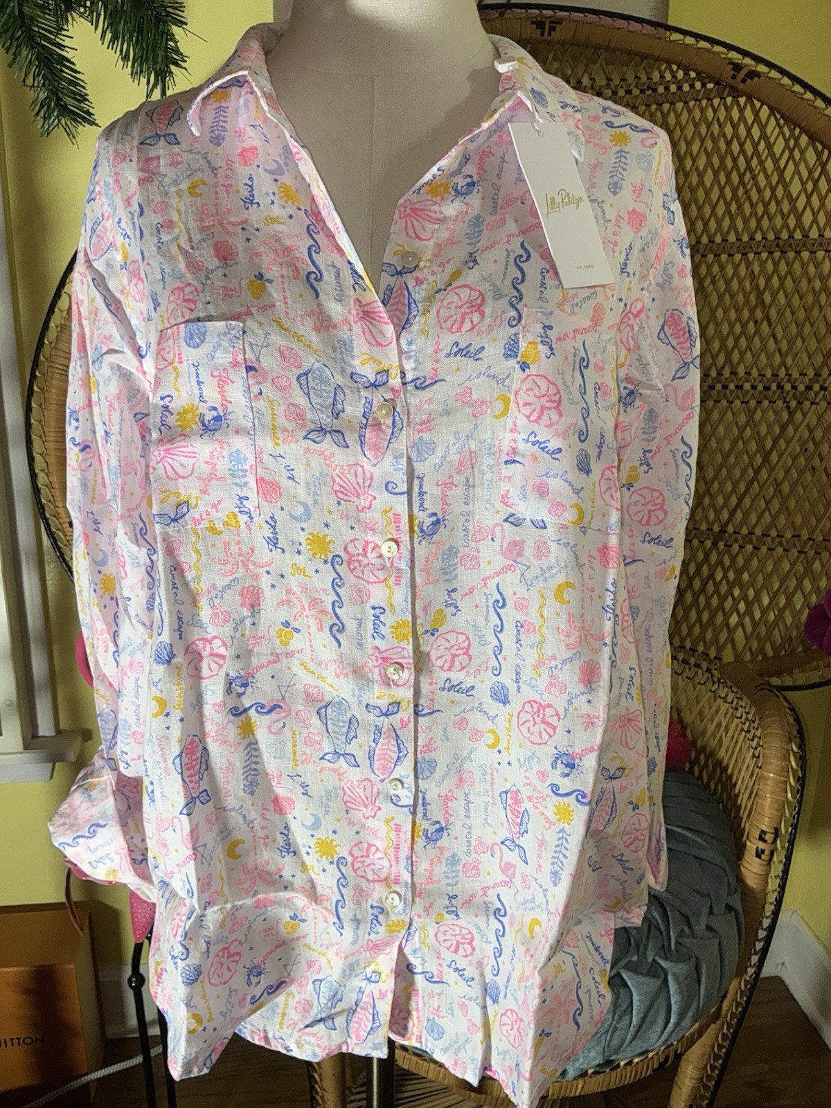 Lilly Pulitzer NWT Sea View Button Down Top Summer Serenade Size L,XL,XXL