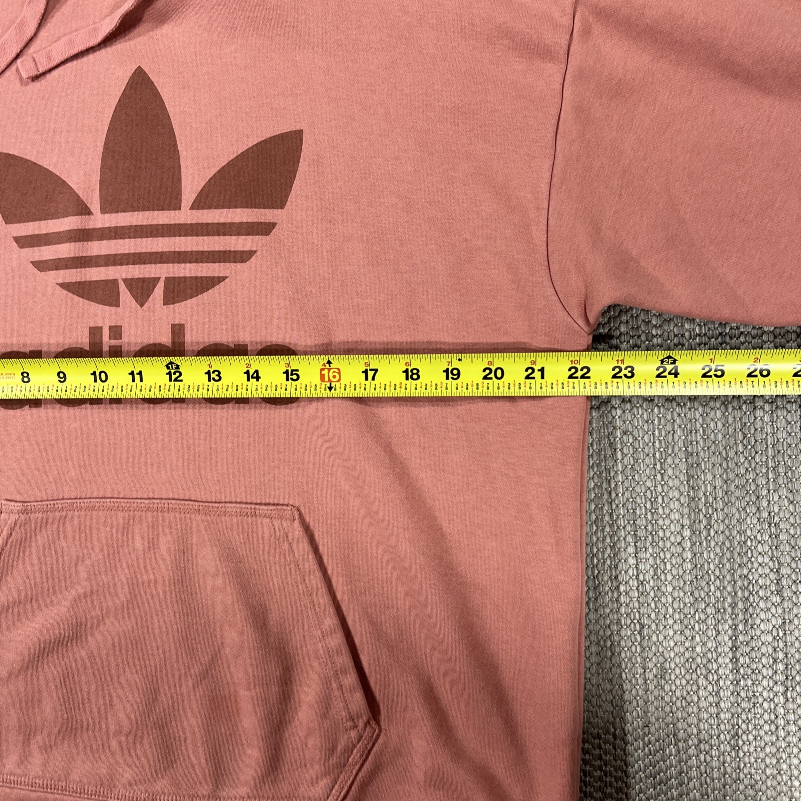 Adidas Hoodie Men’s S Salmon Pink Pullover Kangaroo Pocket Athletic Sweatshirt