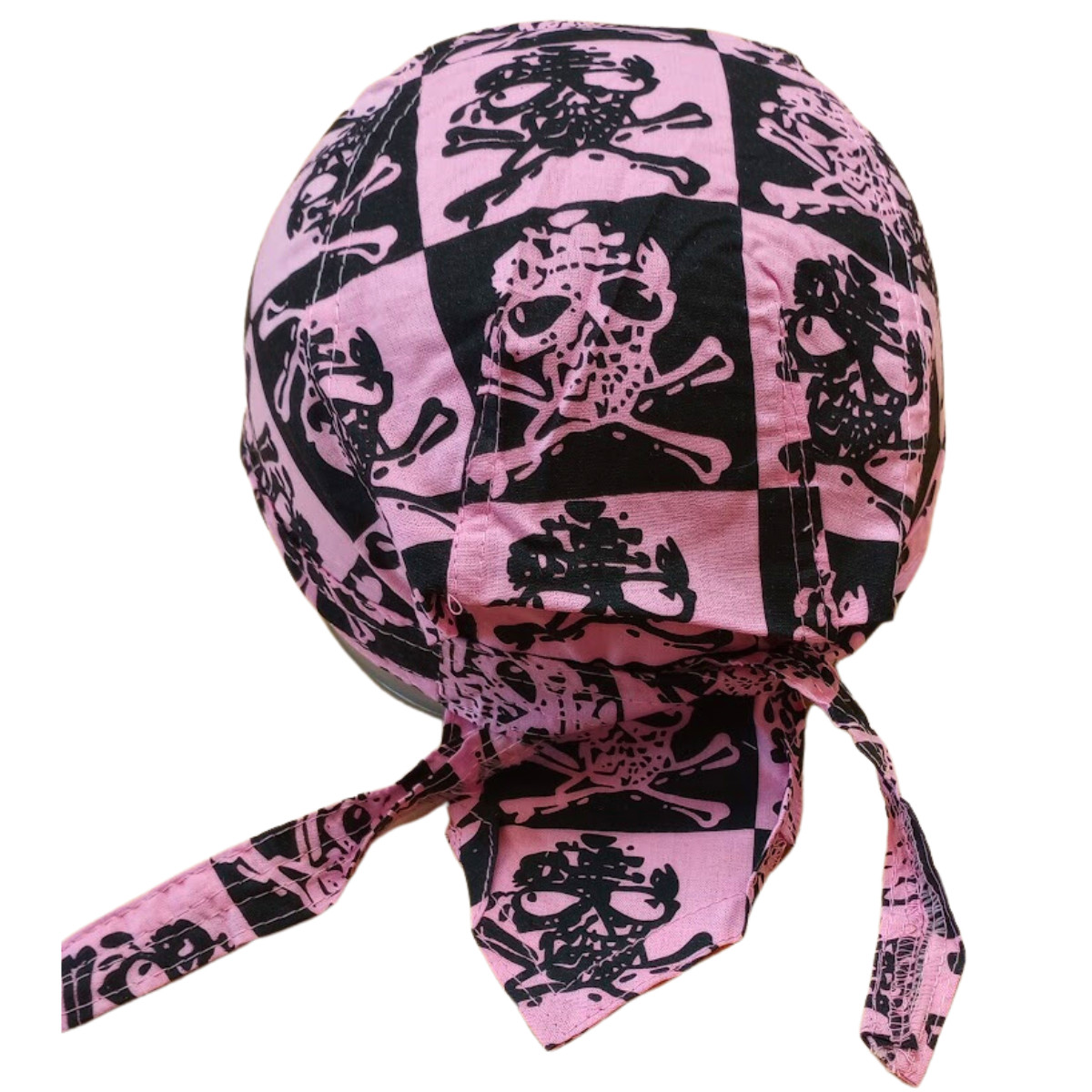 Checkerboard Durag Skull Cap Head Wrap Biker Motorcycle Du Do Bandana Doo Rag