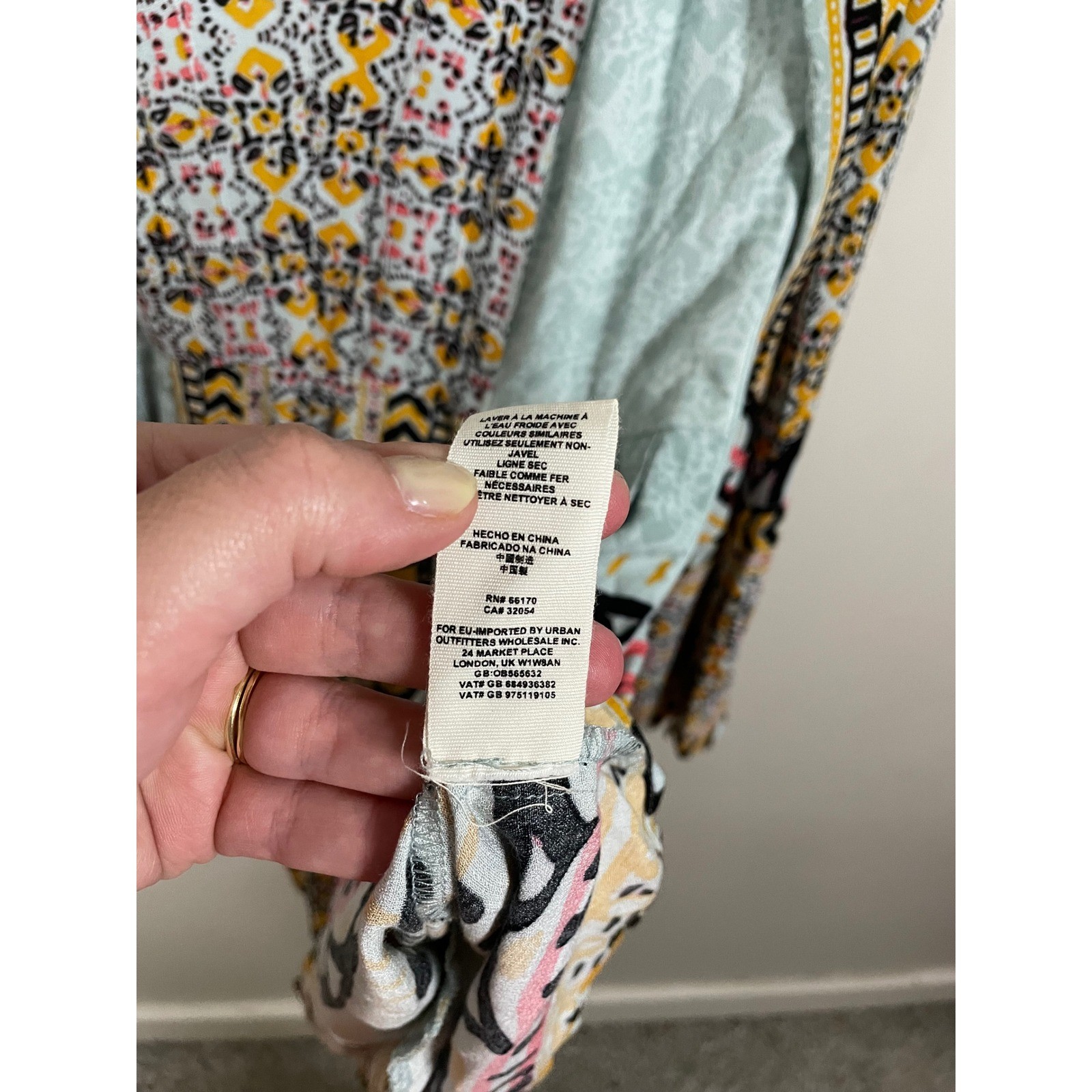 Free People Tegan Border Print Long Sleeve Mini Dress Size 2 Bohemian