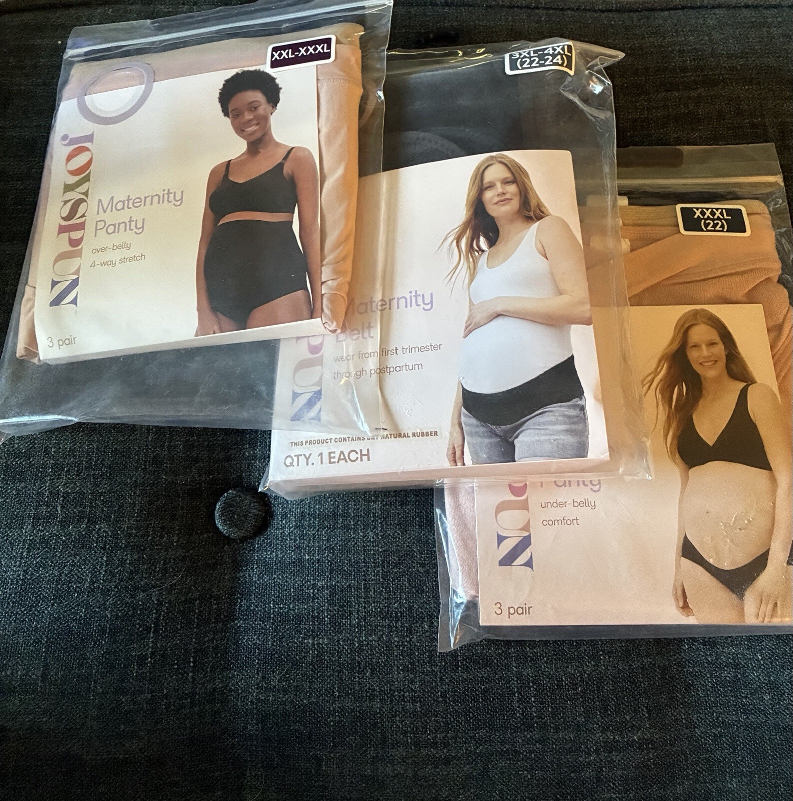 Maternity Joyspun Panty Sets+belt Lot of 3 XXXL,22-24 Under And Over Belly NEW