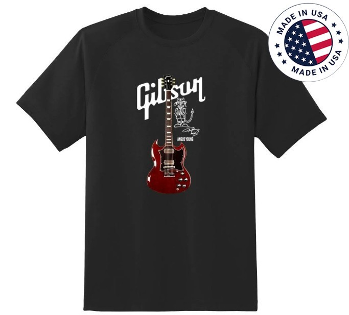 Gibson Les Paul Guitar T Shirt Black Cotton All Sizes Reprint SD21685