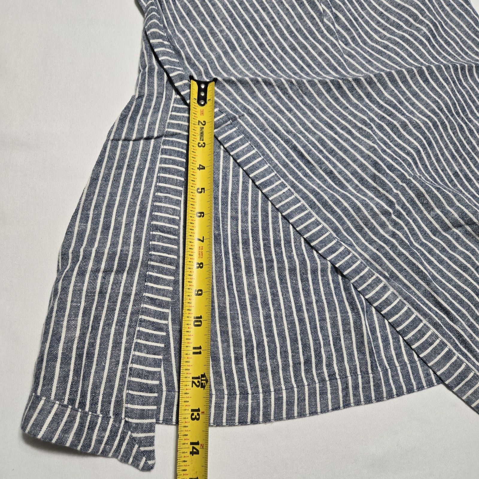 Free People Women’s Asymmetrical Linen Striped Blue And White Tank Top sz 4