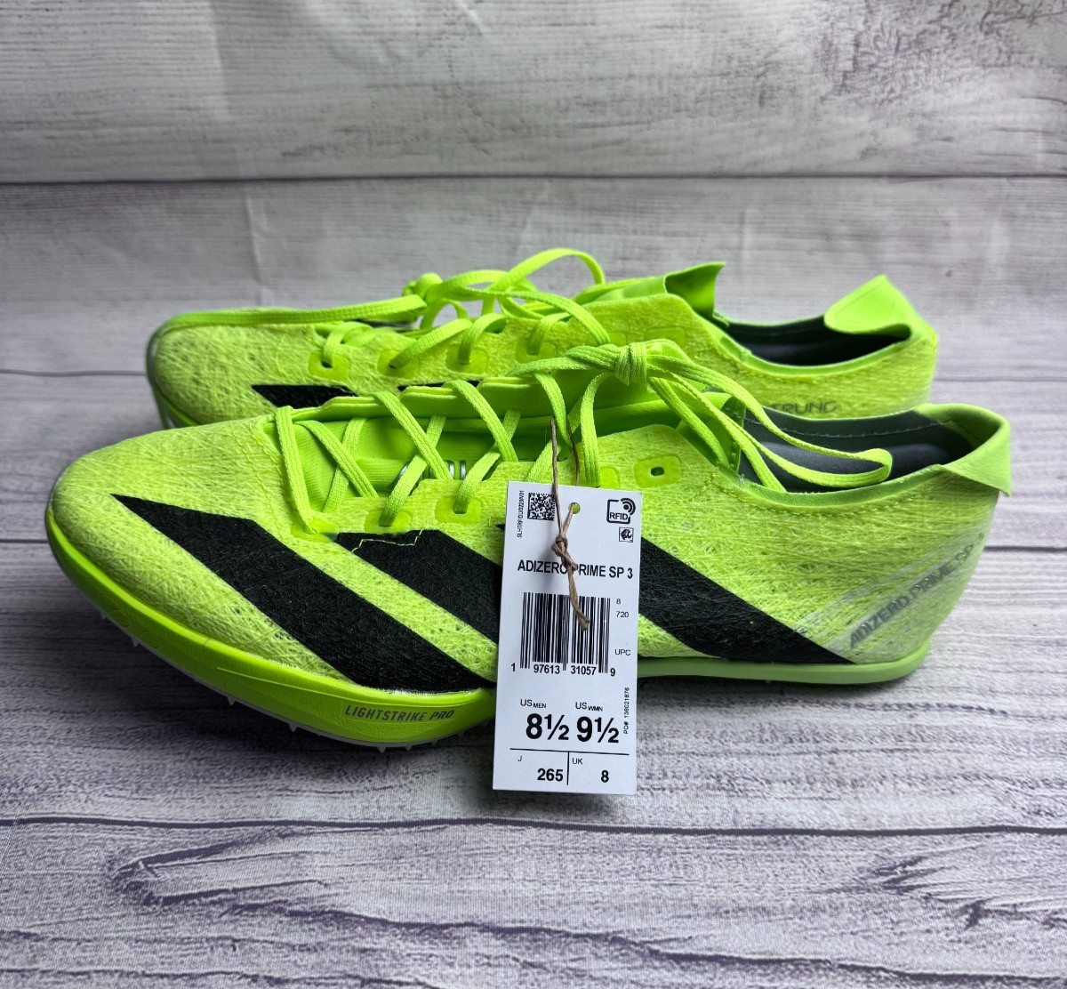 Adidas Men’s Size 8.5 Adizero Prime SP 3 Strung Lucid Green Track Spikes IH5800