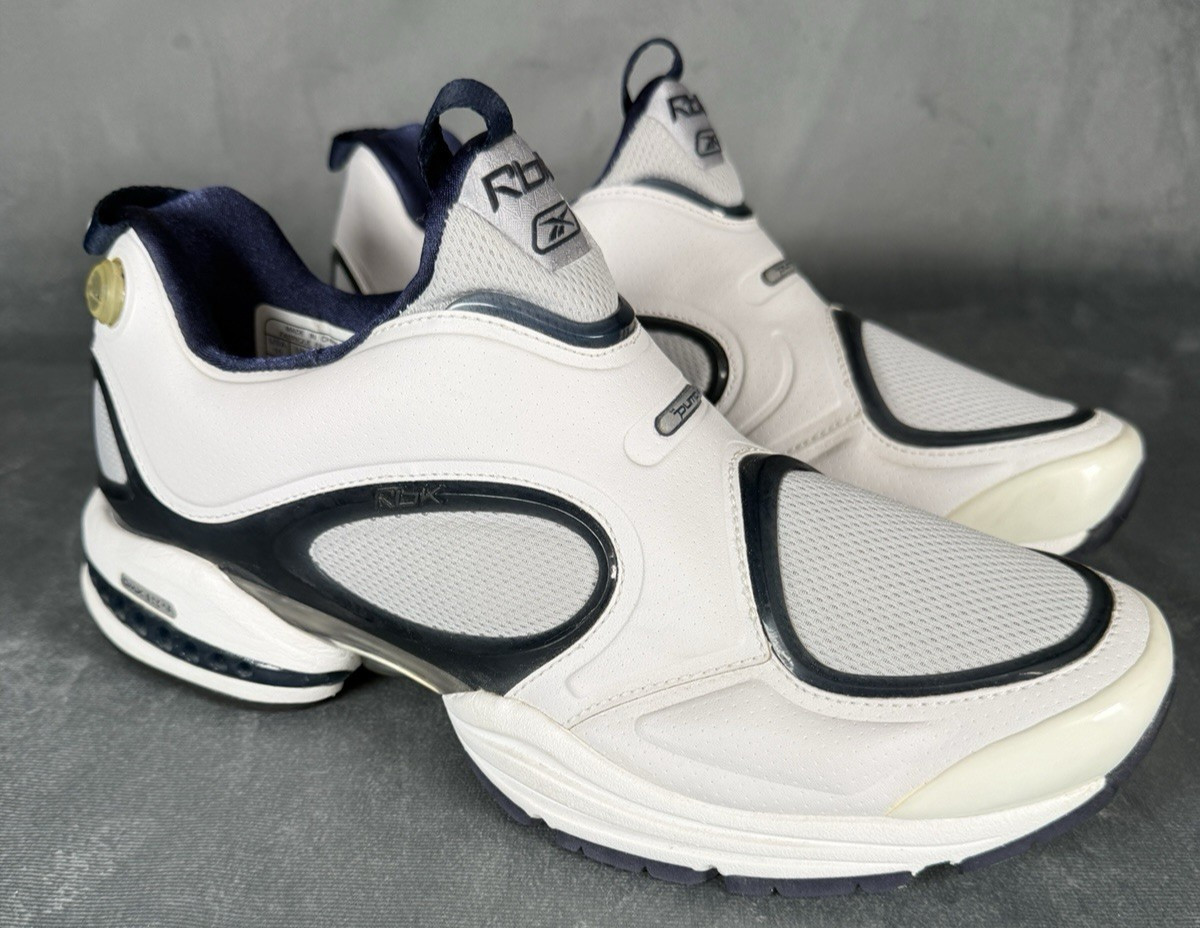 VTG Reebok Pump 2.0 Running Shoes Men’s 10 White Navy RB 412 FLU 1-141044 Rare
