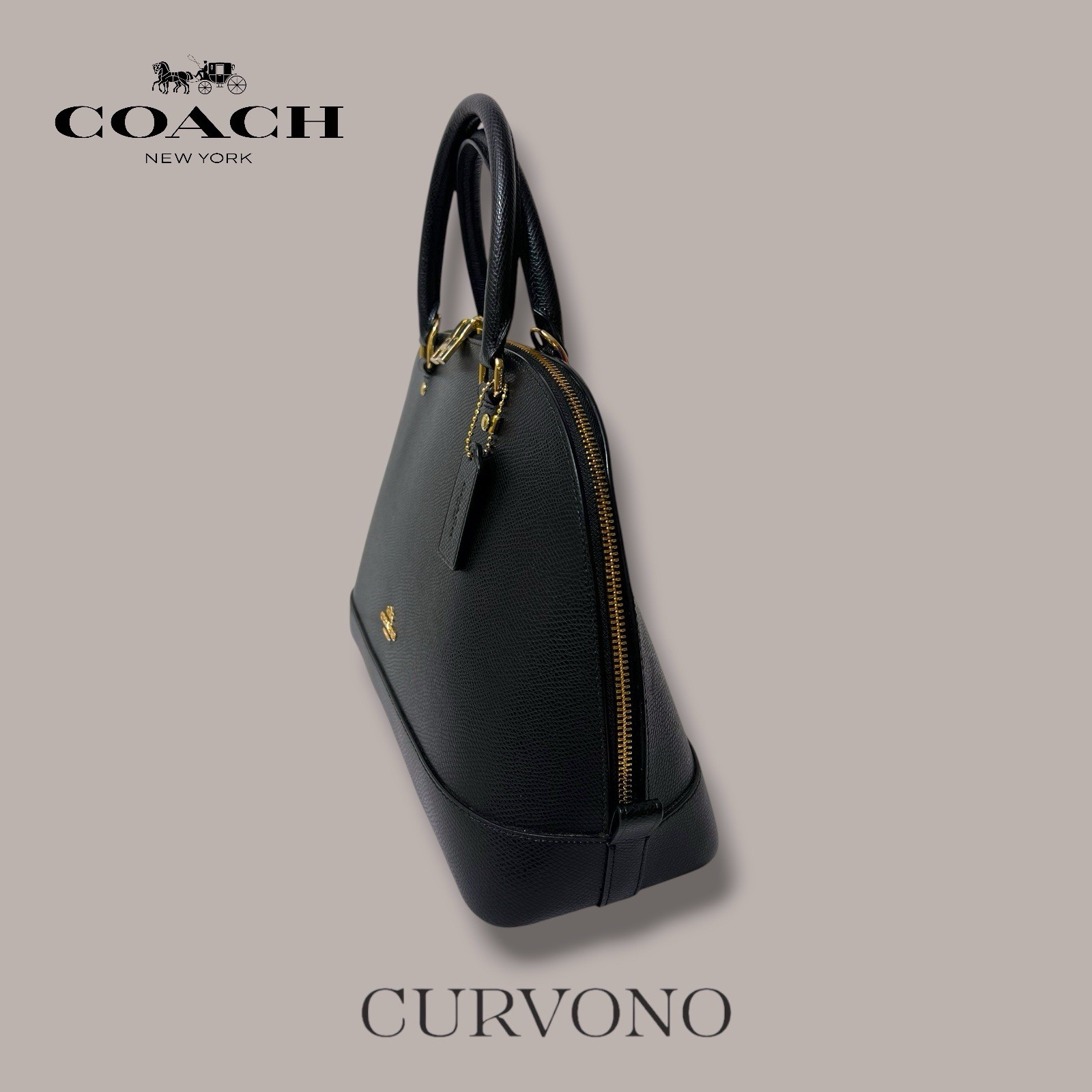 Coach Crossgrain Leather Dome Sierra Satchel – Black F37218 Elegant, Structured