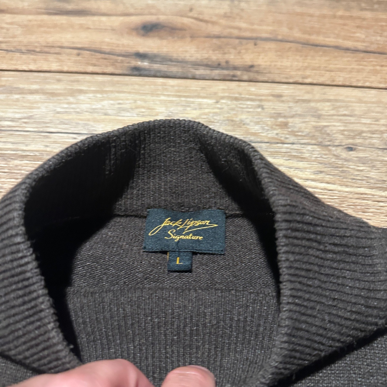Vintage Jack Lipson Brown Silk Cashmere Mock Neck Sweater Mens Large