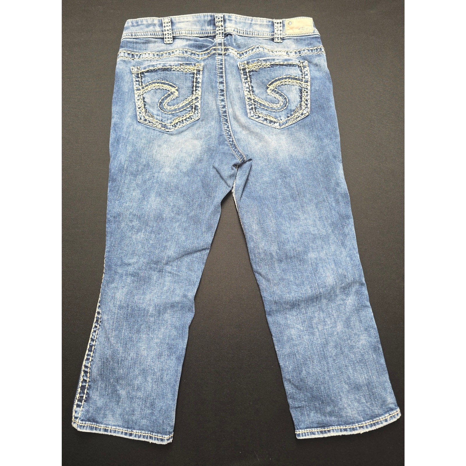 Silver Suki Capri Jeans Womens 30×21 Blue Bootcut Cropped Fluid Denim