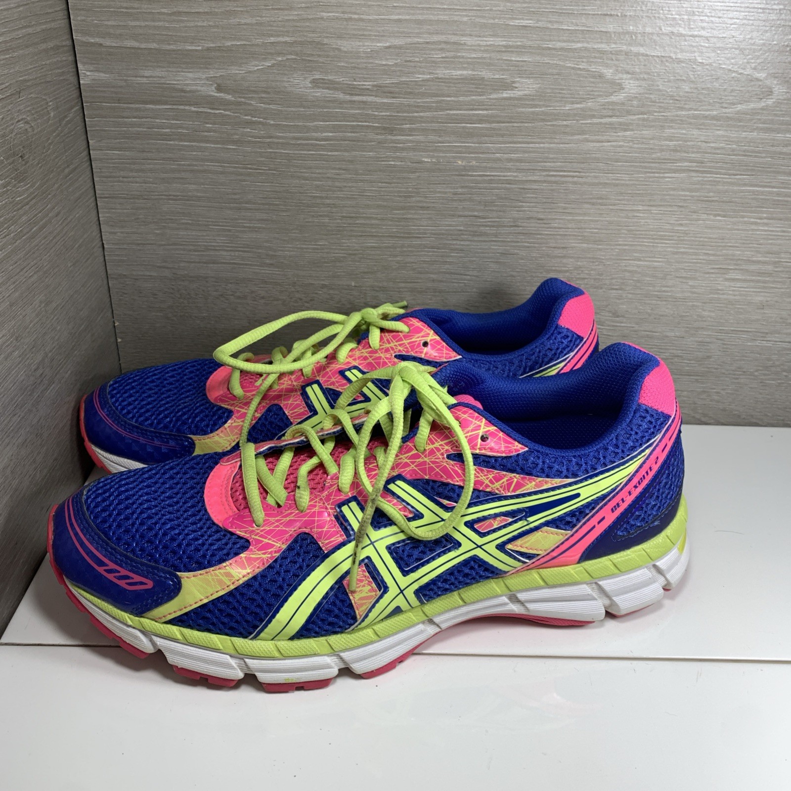 ASICS GEL-Excite 2 Running Athletic Shoes Womens Size 11 T473N Pink Green Blue