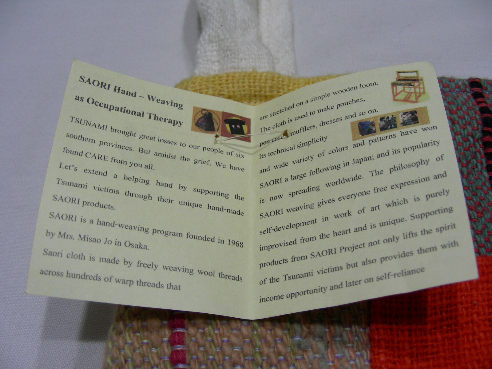 SAORI For Tsunami Thailand – Hand Sewn Wool – Medium Size Shoulder Bag Purse!