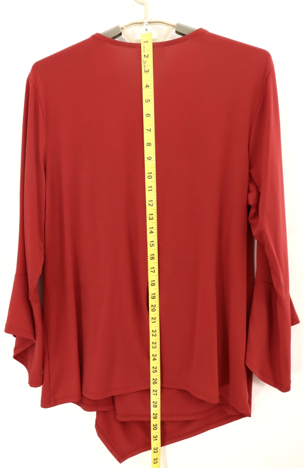 NEW JM COLLECTION Women’s Stretch Polyester Blouse Bead 3/4 Sleeve Deep Red 1X