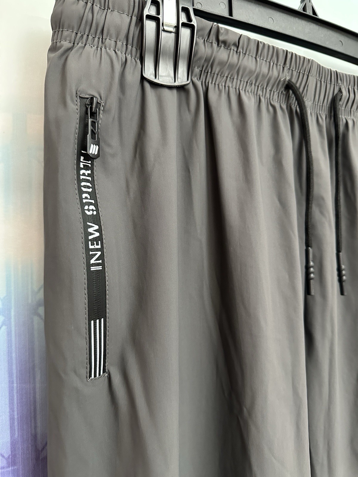Closet Stretch Active New Sport Unisex Ultra Quick Drying Pants Joggers Gray Zip
