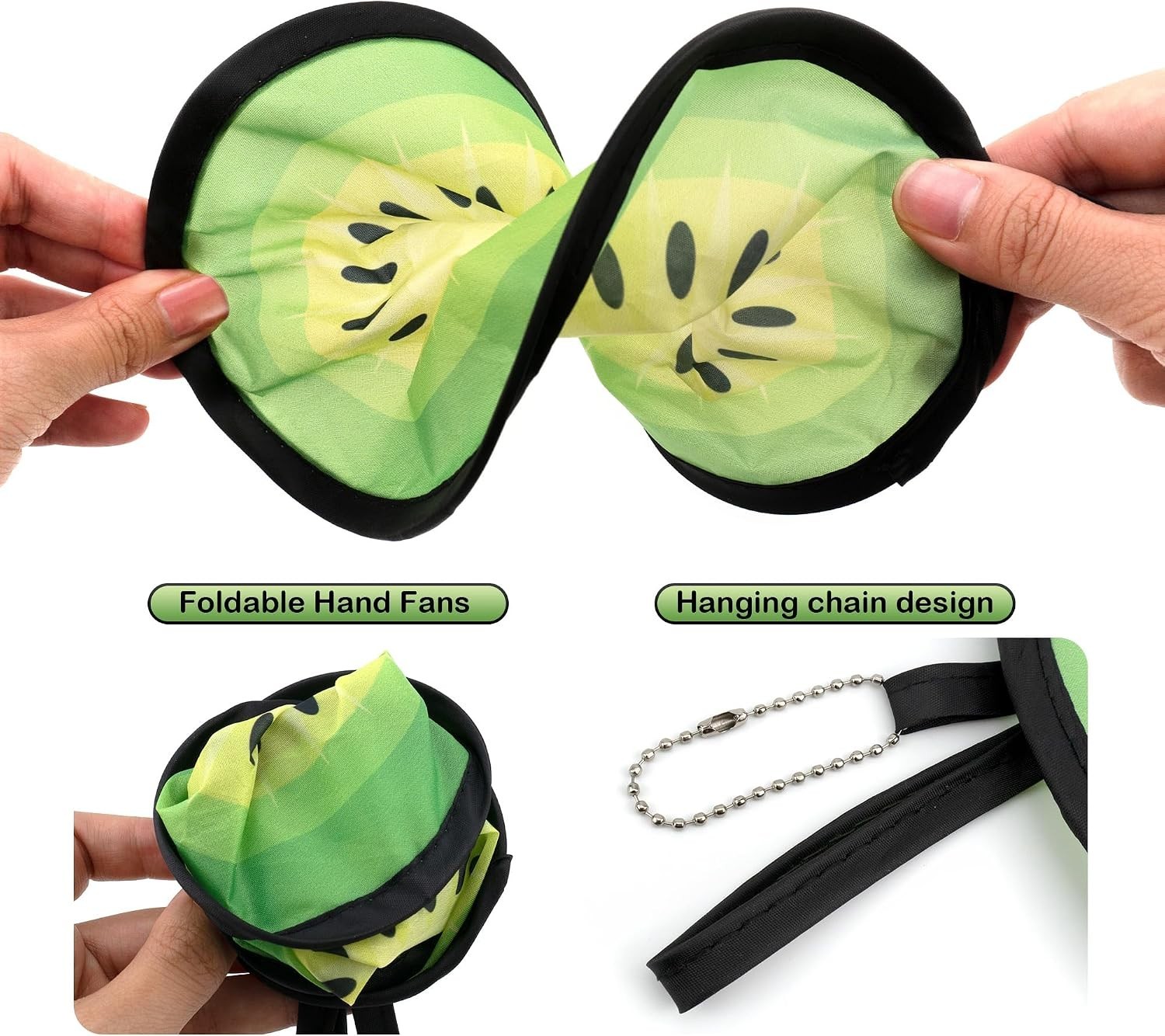 3 PCS Round Foldable Hand Fans, Fruit Style Handheld Folding Fan Portable Coolin