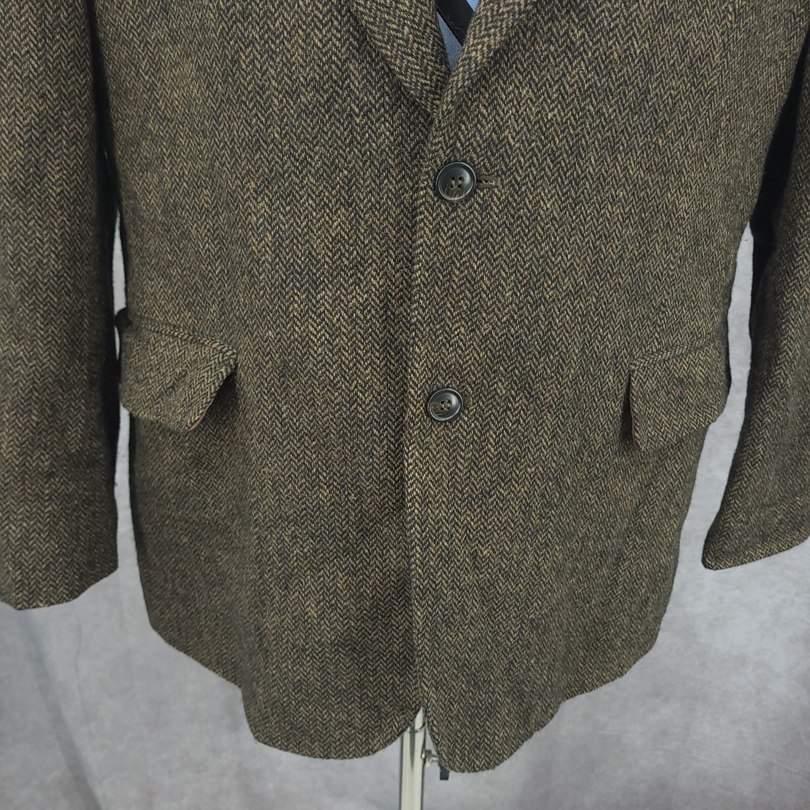 Deansgate Sports Coat Mens 42 Short Herringbone Lambswool Blazer Jacket 2 B Vtg