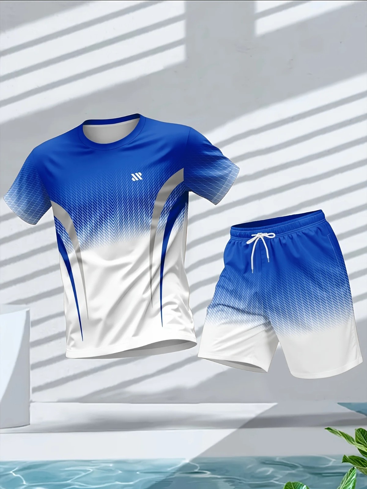 Men’s Summer Sports Set Short Sleeve T-Shirt & Shorts 2-Piece Outfit Casual Stre