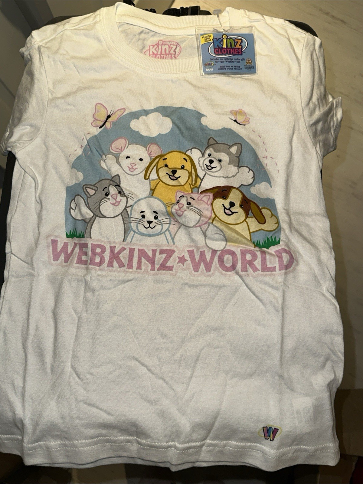Vintage Webkinz Kinz Clothes Girl’s S- M – L T-shirt White Multi w/ Sealed Code