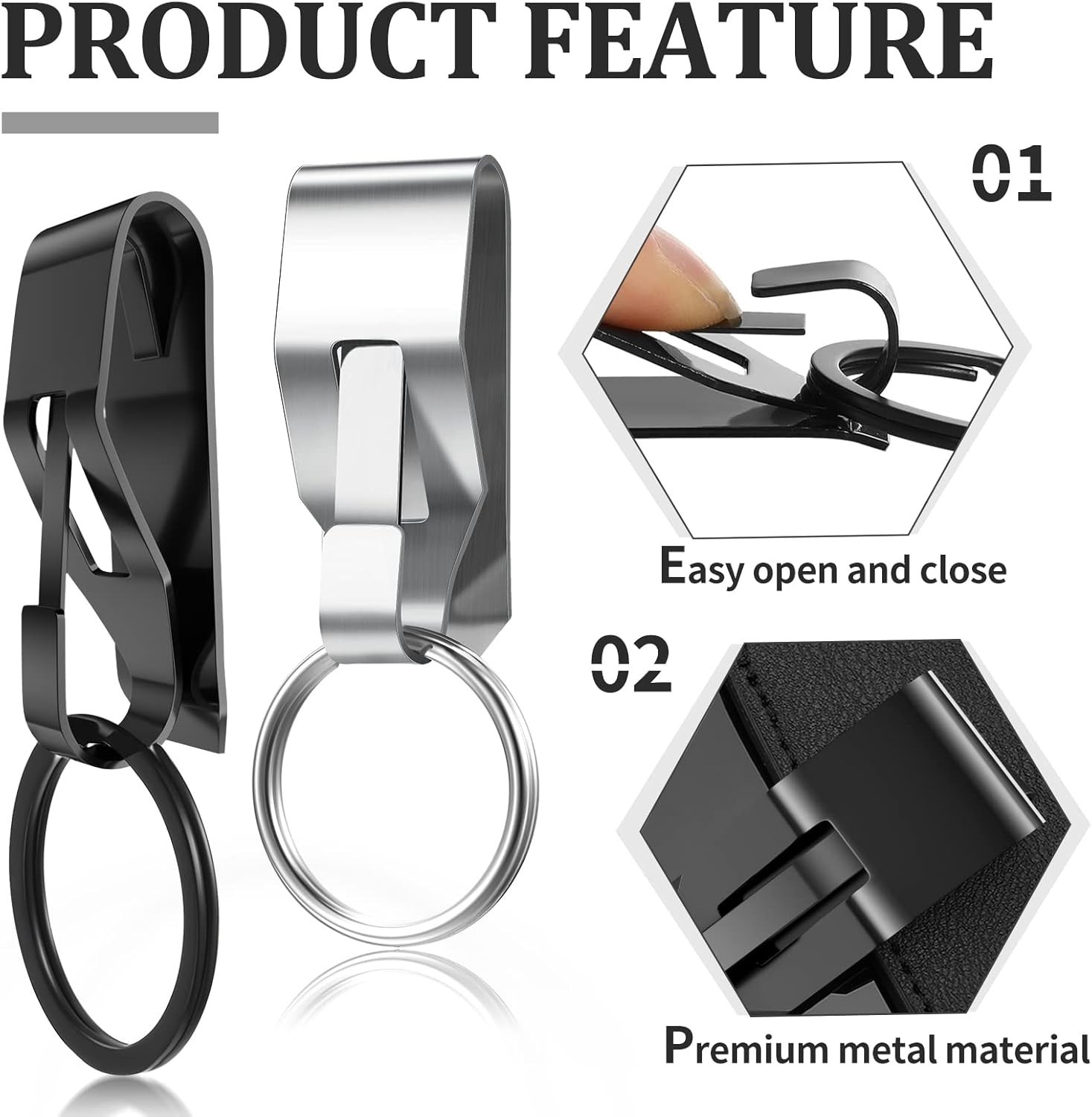4 Pieces Belt Key Clip Key Holder Belt Security Metal Key Clip for Belt Belt