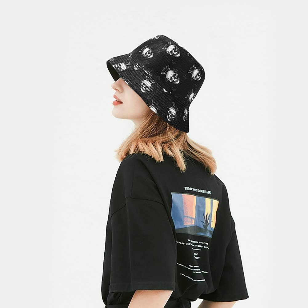 Unisex Bucket Hat Beach Sun Hat Aesthetic Fishing Hat for Men Women Teens, Rever