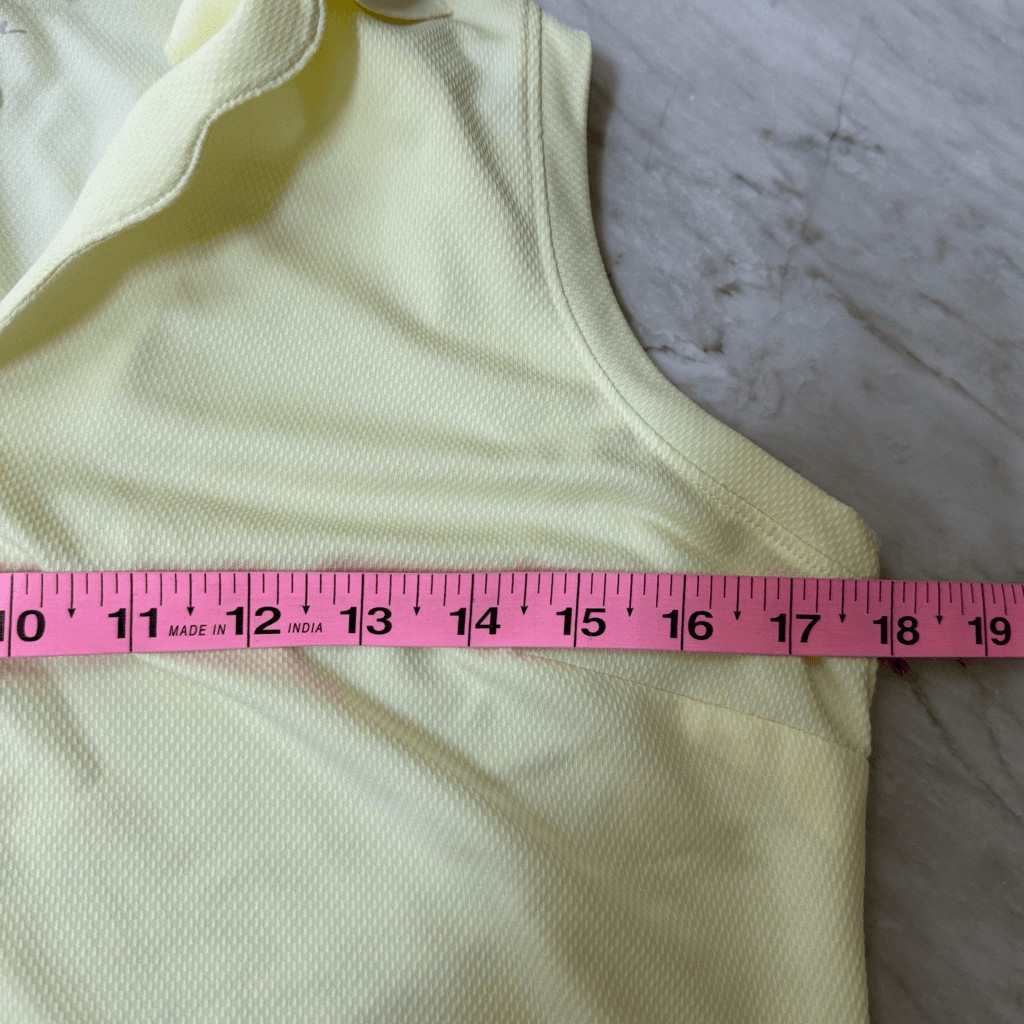 Walter Hagen Lemon Sorbet Yellow Clubhouse Scallop Golf Polo T Shirt size S NWT