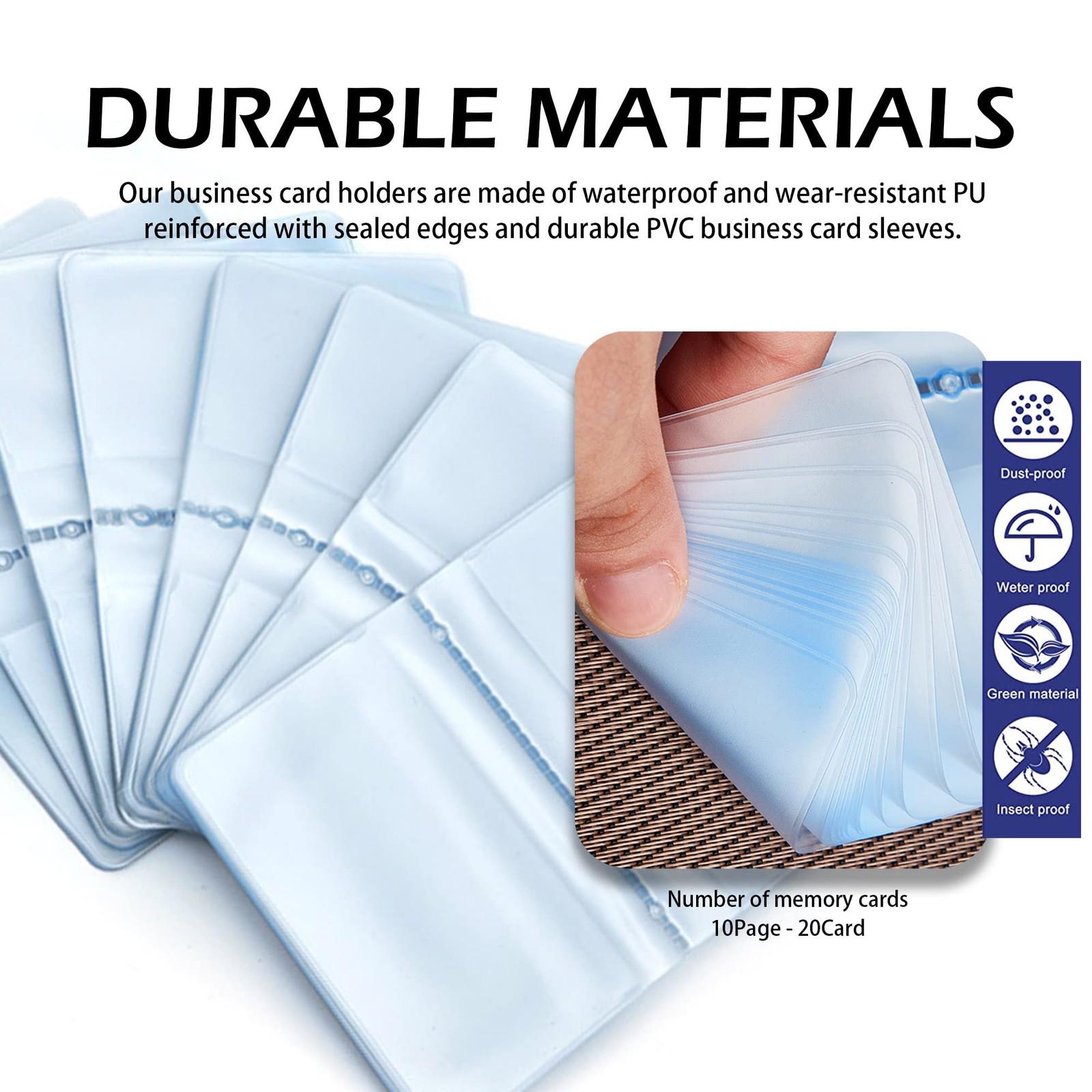 Lxnoap Plastic Wallet Insert Credit Card Holder Transparent 10 page 20 slots,…