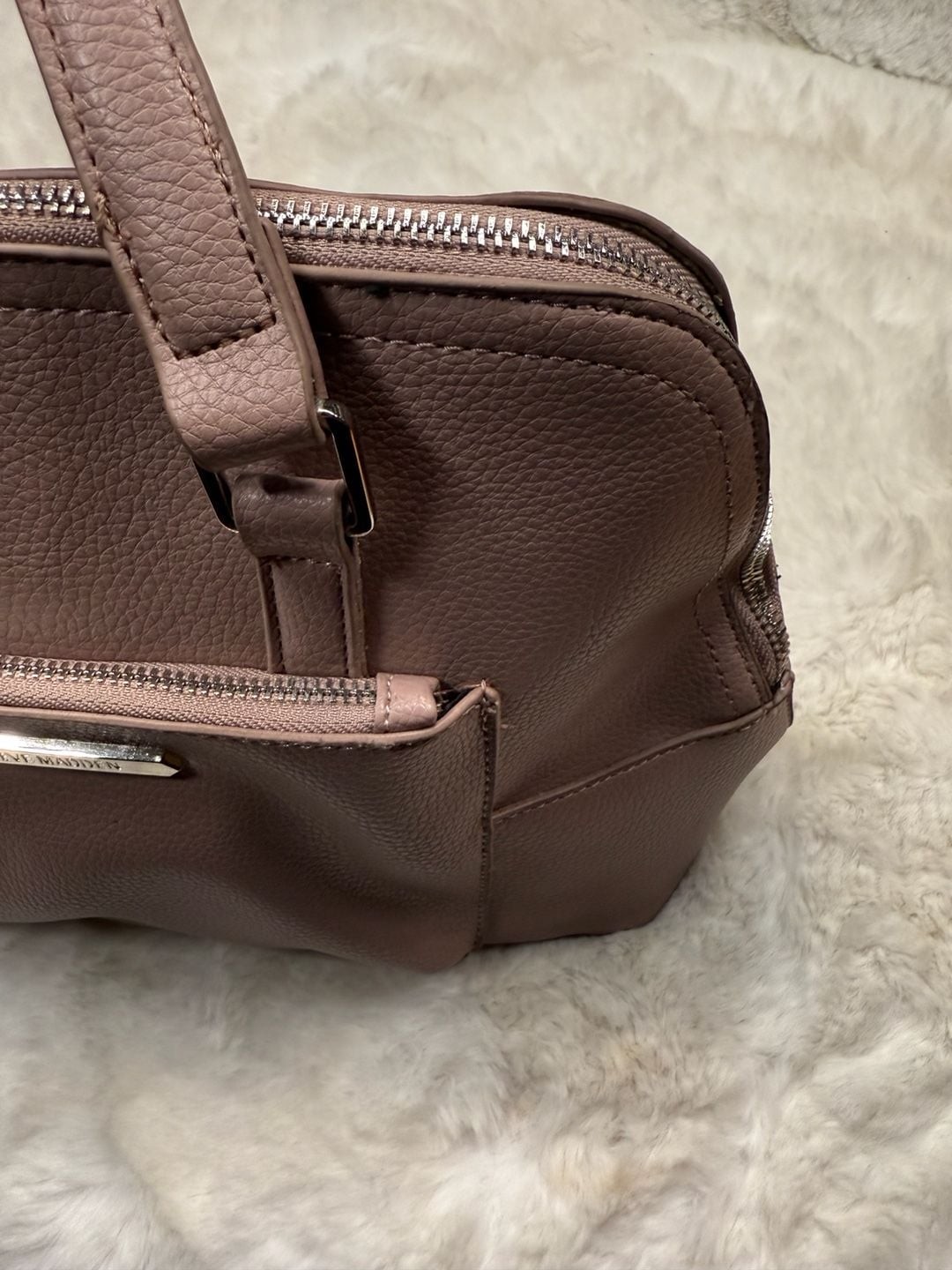 Steve Madden Blush Pebbled Faux Leather Satchel Handbag
