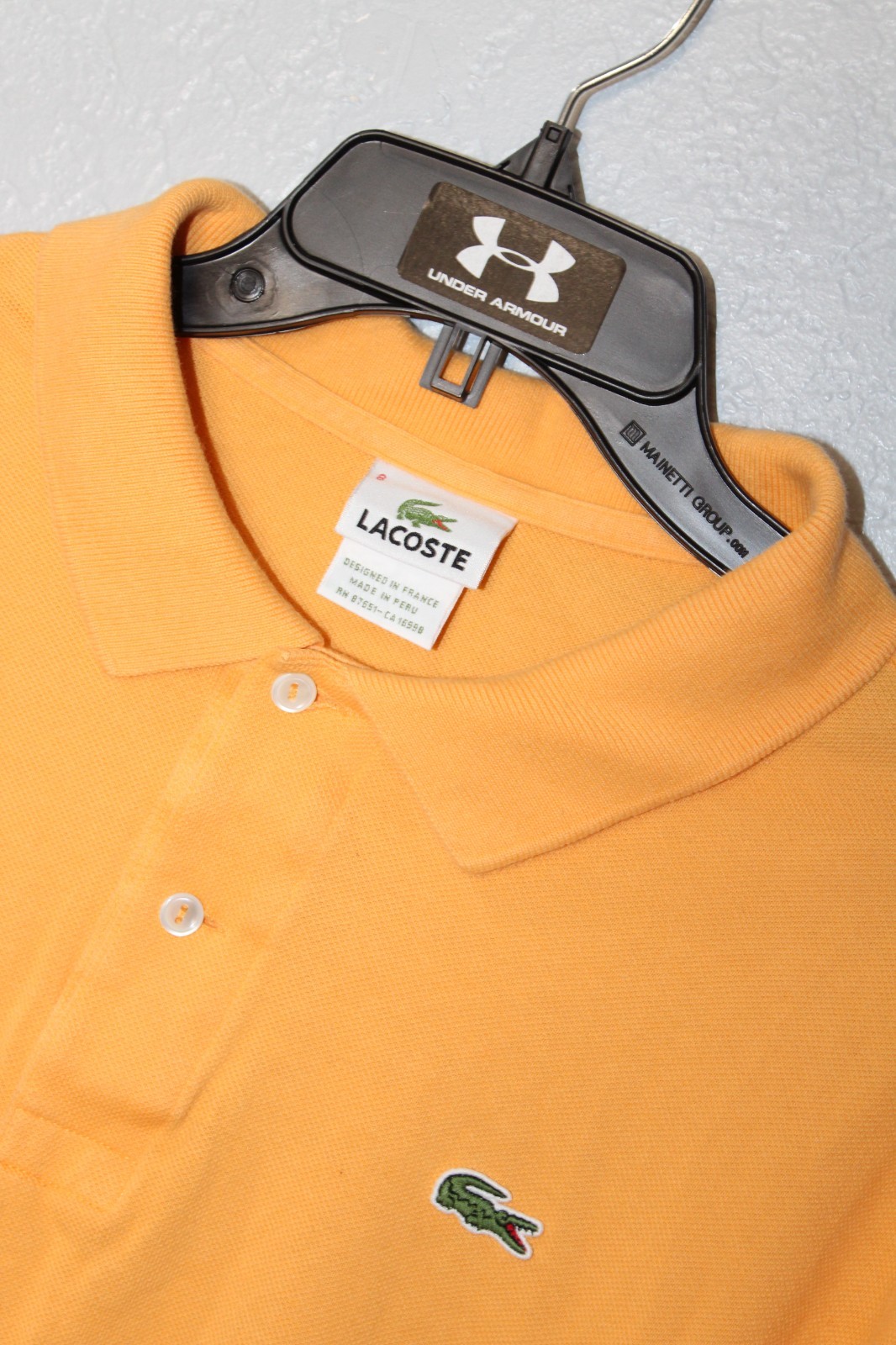 Lacoste Polo Shirt Men XL (9) Orange 100% Cotton Embroidered Logo Made in France