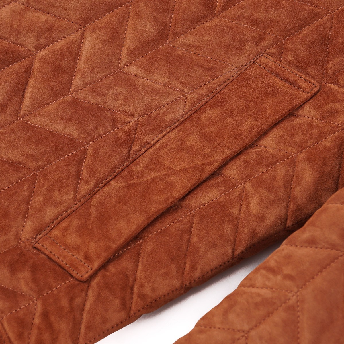 Brett Johnson Rich Brown Quilted Calf Suede Leather Bomber Jacket L (Eu 52) NWT