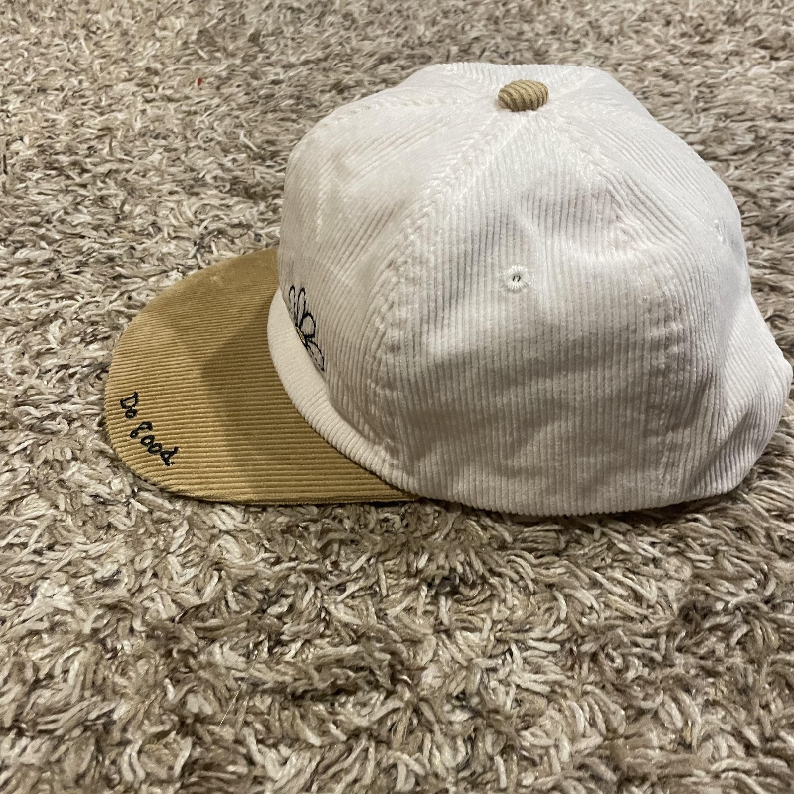 Mitch Flippo Daisy Flowers Do Good Hat Corduroy Snap Back White Tan Delta Gamma