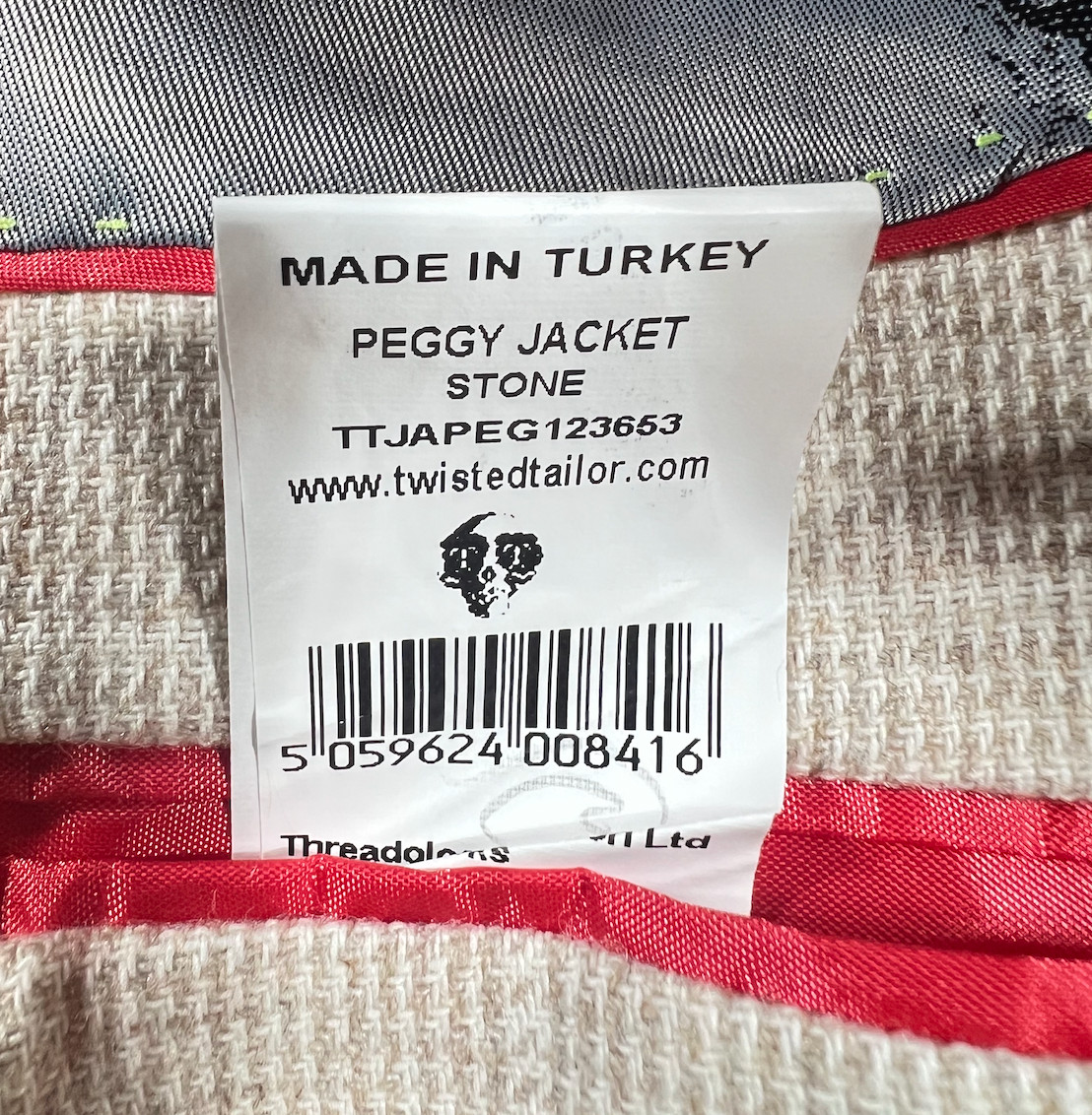 TWISTED TAILOR STONE WINDOWPANE CHECK PLAID SKULL PIN BLAZER JACKET SZ 38 R 38R