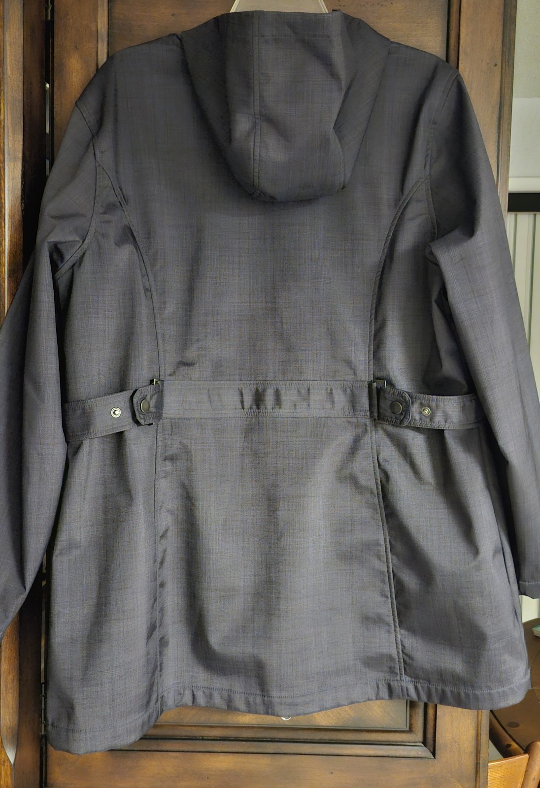 FreeTech Jacket Womens XL (16/18) Hooded Waterproof Rain Windbreaker Slate Gray